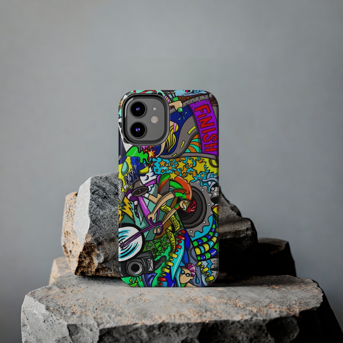 Colorful Triathlete Mural iPhone Case | Swim, Bike, Run Art | Lightweight & Impact-Resistant