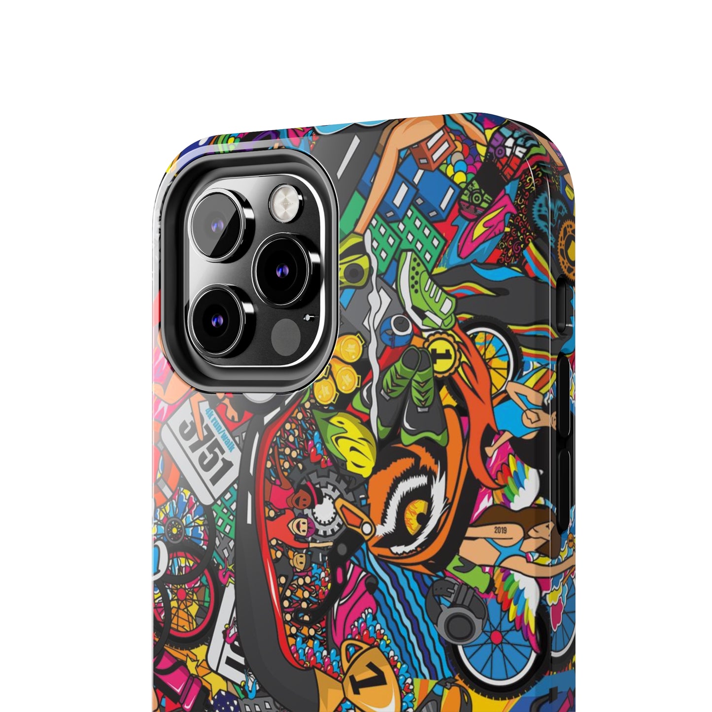 Diverse Women's Triathlete Mural iPhone Case | Swim, Bike, Run Art | Lightweight & Impact-Resistant