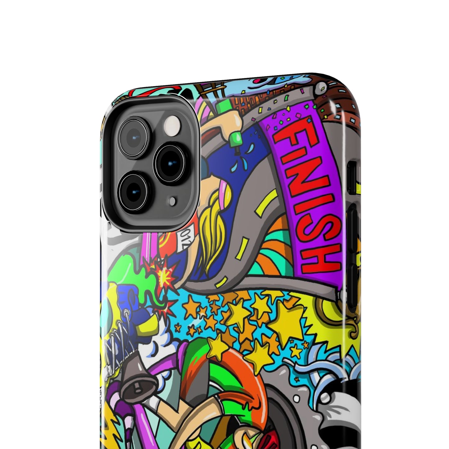 Colorful Triathlete Mural iPhone Case | Swim, Bike, Run Art | Lightweight & Impact-Resistant