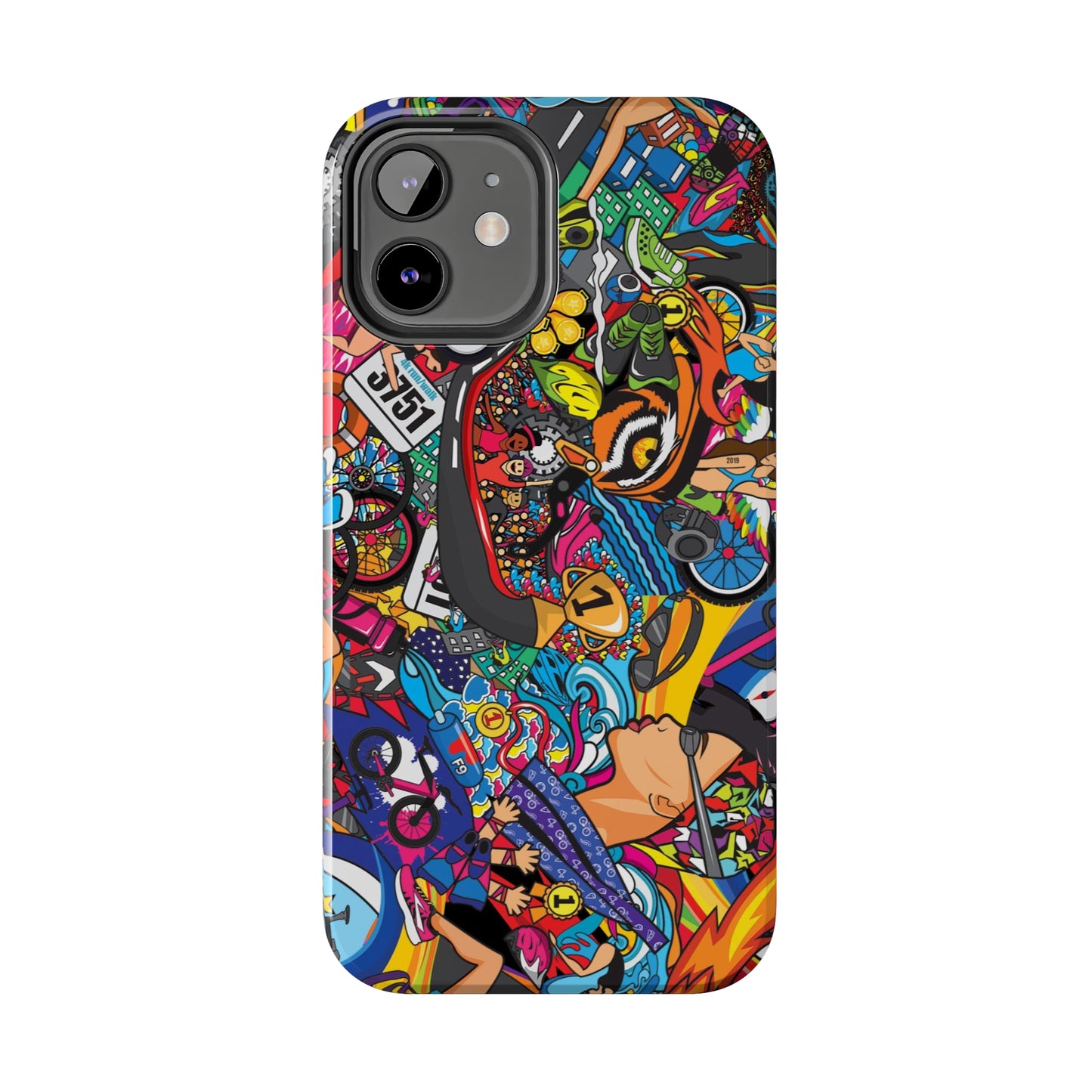 Diverse Women's Triathlete Mural iPhone Case | Swim, Bike, Run Art | Lightweight & Impact-Resistant