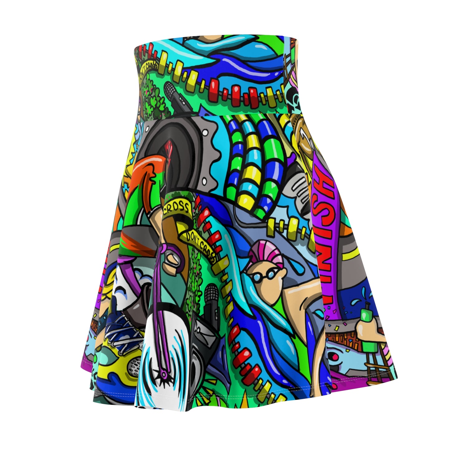 Women's Triathlon Skater Skirt - Artistic Multisport Elegance - Great Gift for Triathletes and Runners