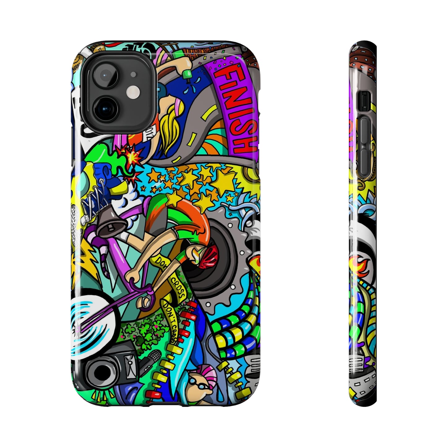 Colorful Triathlete Mural iPhone Case | Swim, Bike, Run Art | Lightweight & Impact-Resistant