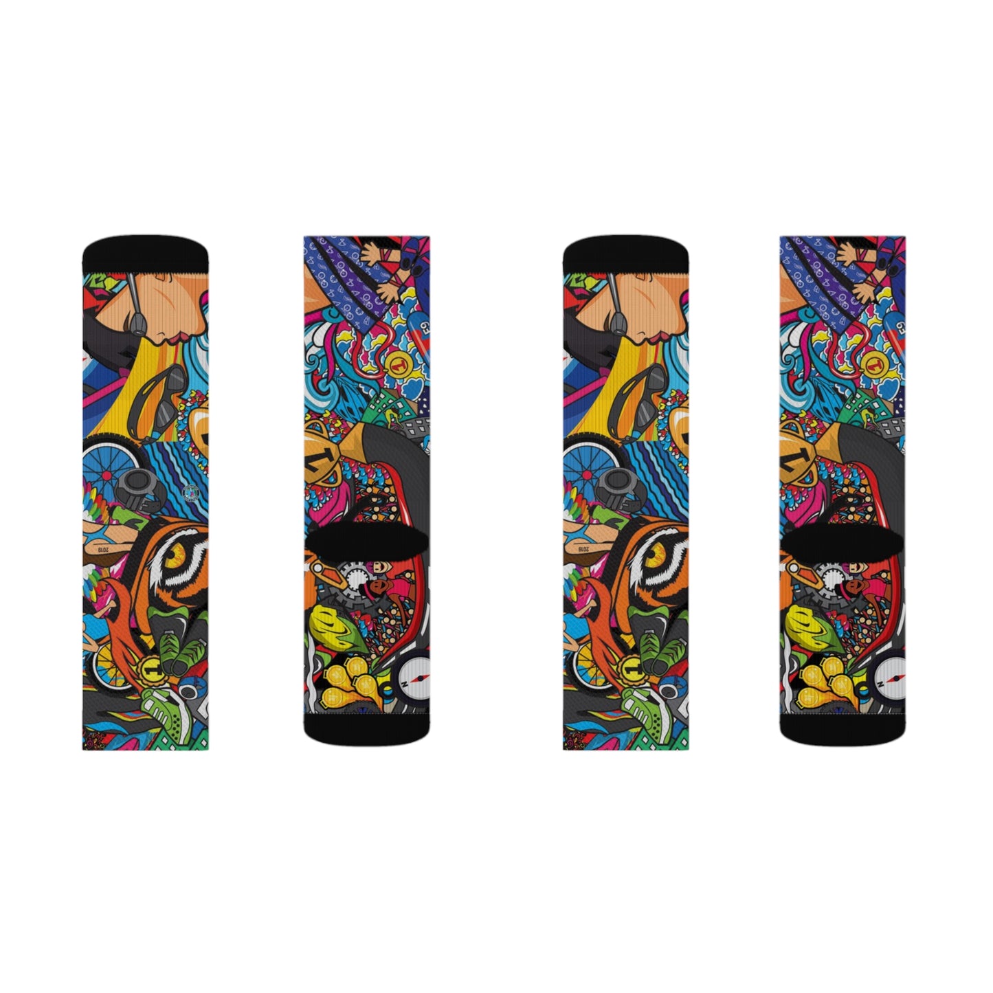 Triathlon-Inspired Women's Artistic Socks | Multisport Endurance Mural