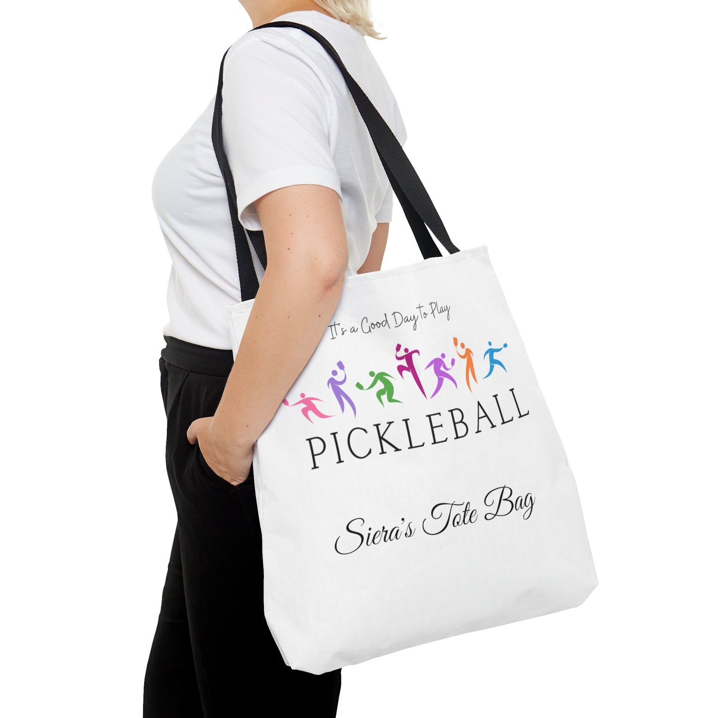 Personalized Whimsical Women's Pickleball Tote Bag | Custom Name Included on 2 Sides