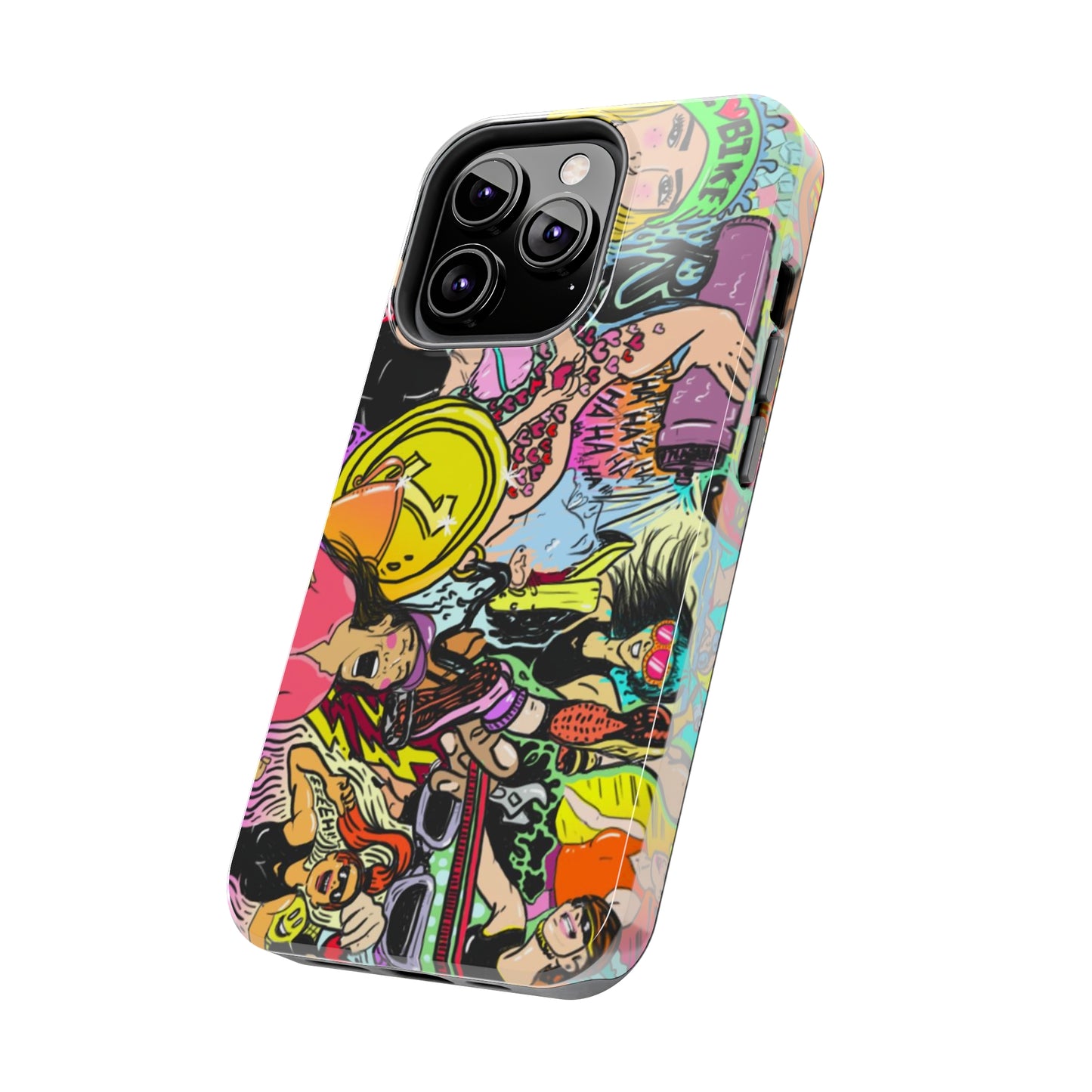 Colorful Graffiti Triathlon iPhone Case | Badass Women Triathletes | Impact-Resistant & Wireless Charging