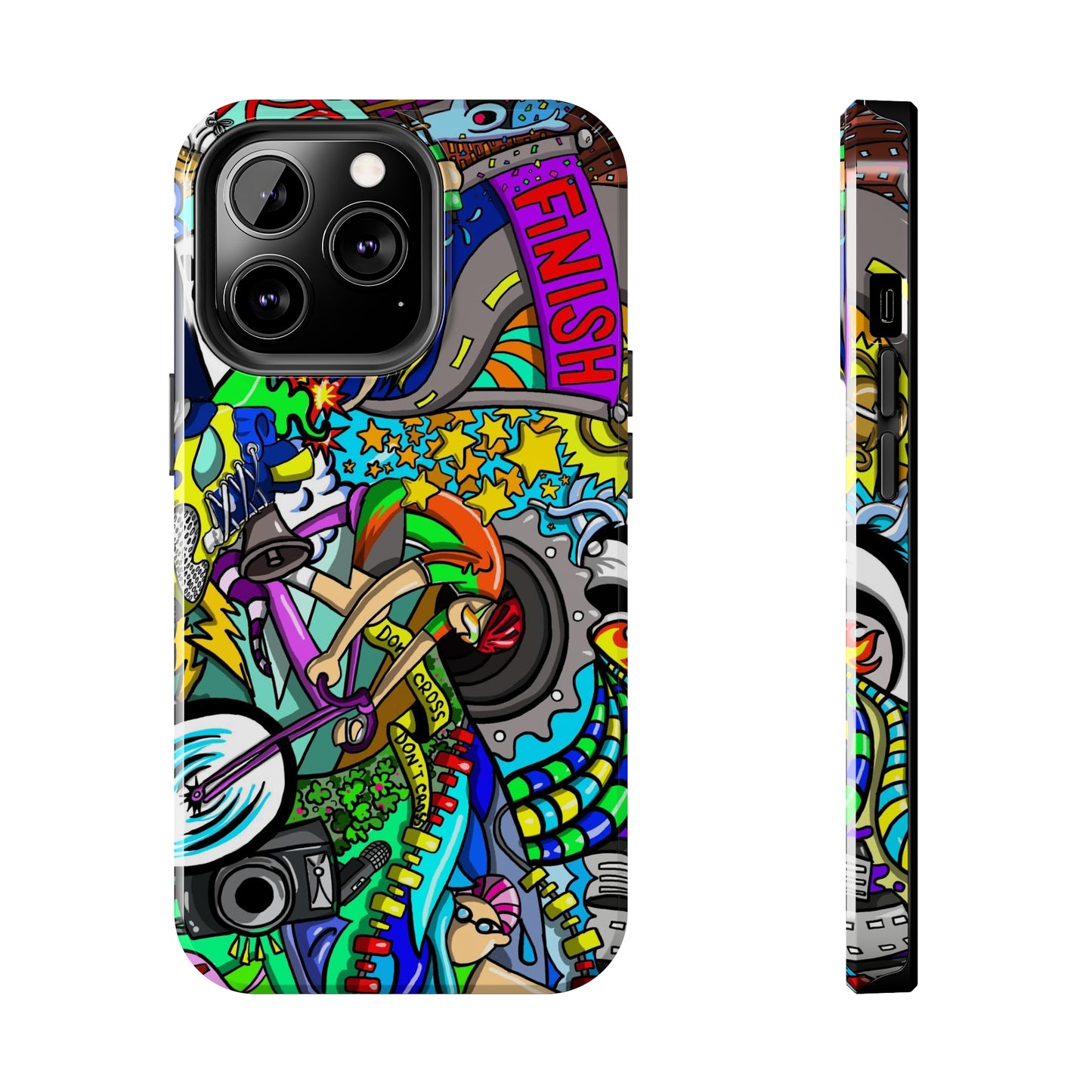 Colorful Triathlete Mural iPhone Case | Swim, Bike, Run Art | Lightweight & Impact-Resistant