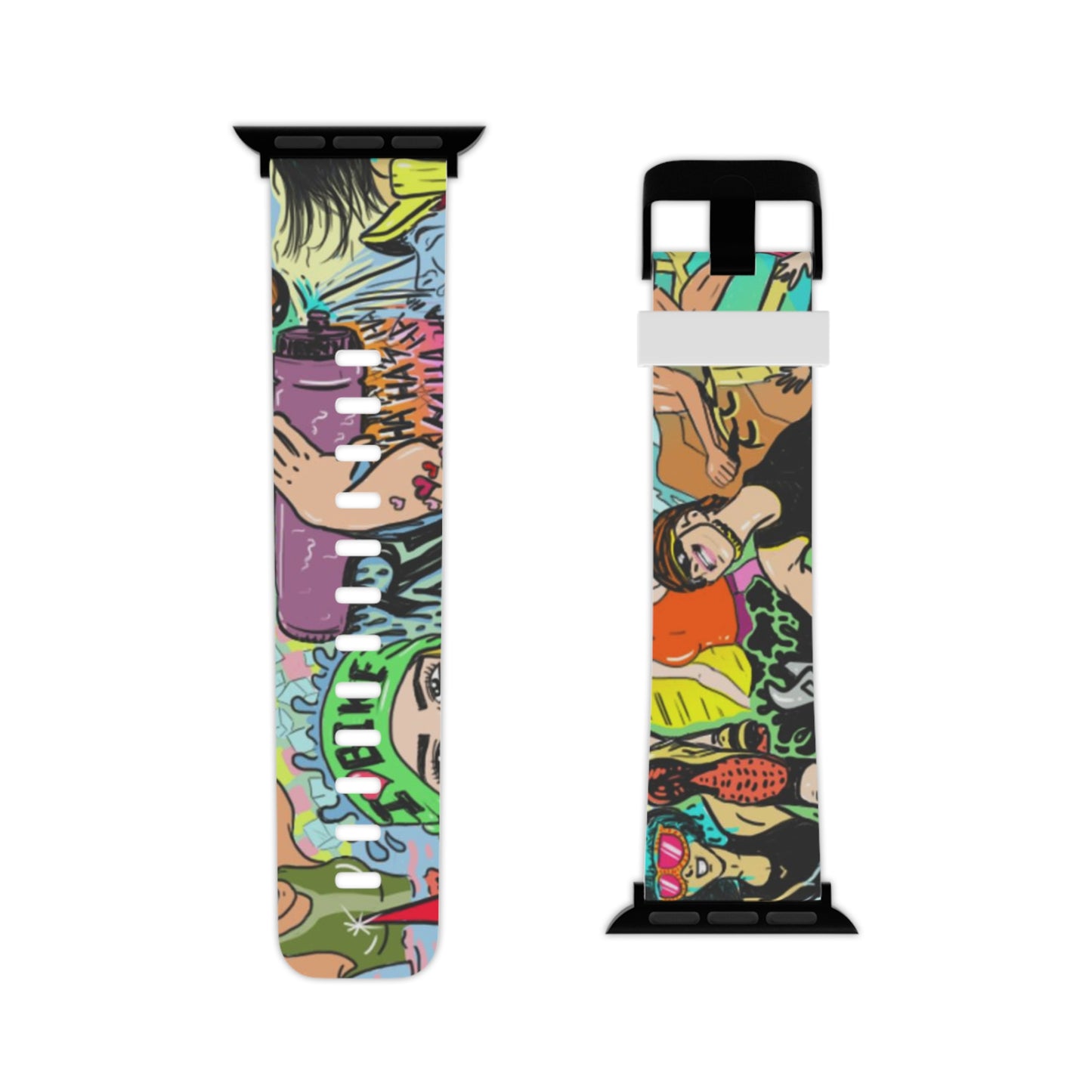 Colorful Women's Triathlon Graffiti Apple Watch Band | Swim, Bike, Run Design | Sweat-Proof & Premium Quality