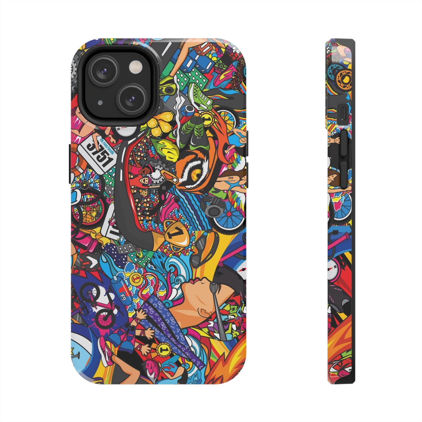 Diverse Women's Triathlete Mural iPhone Case | Swim, Bike, Run Art | Lightweight & Impact-Resistant