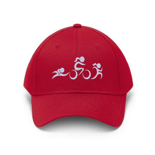 Women's Triathlete Logo Cap | Embroidered Swim, Bike, Run Design | Cotton Twill and Adjustable