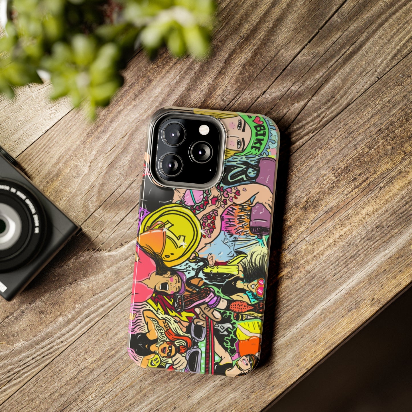 Colorful Graffiti Triathlon iPhone Case | Badass Women Triathletes | Impact-Resistant & Wireless Charging