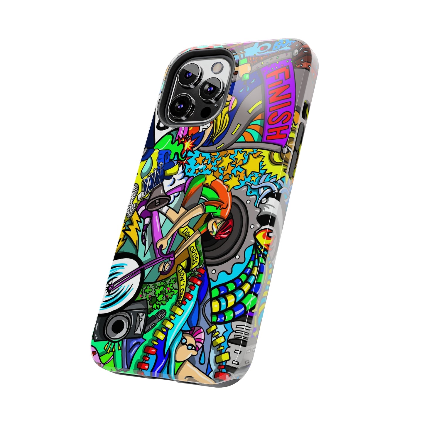 Colorful Triathlete Mural iPhone Case | Swim, Bike, Run Art | Lightweight & Impact-Resistant