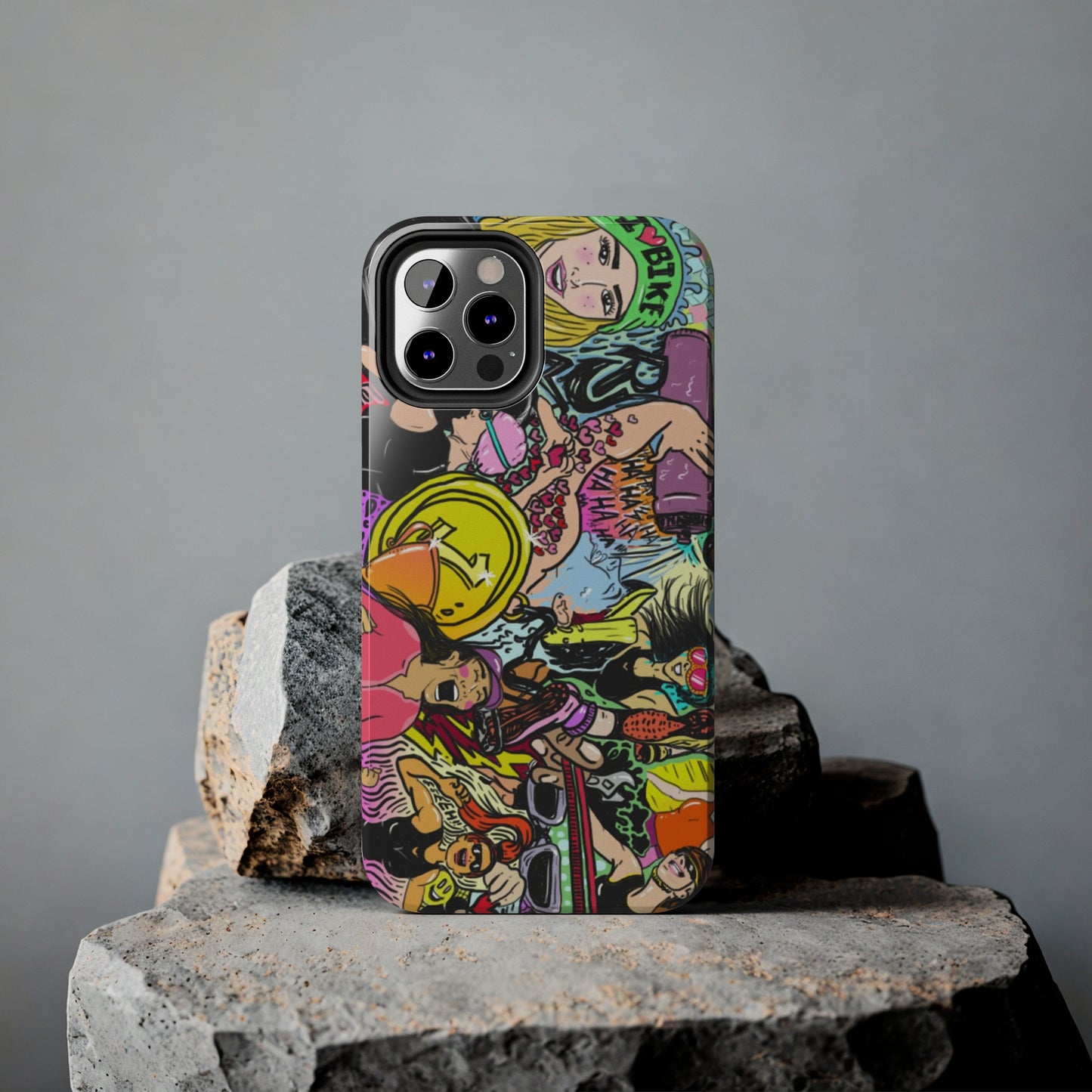 Colorful Graffiti Triathlon iPhone Case | Badass Women Triathletes | Impact-Resistant & Wireless Charging