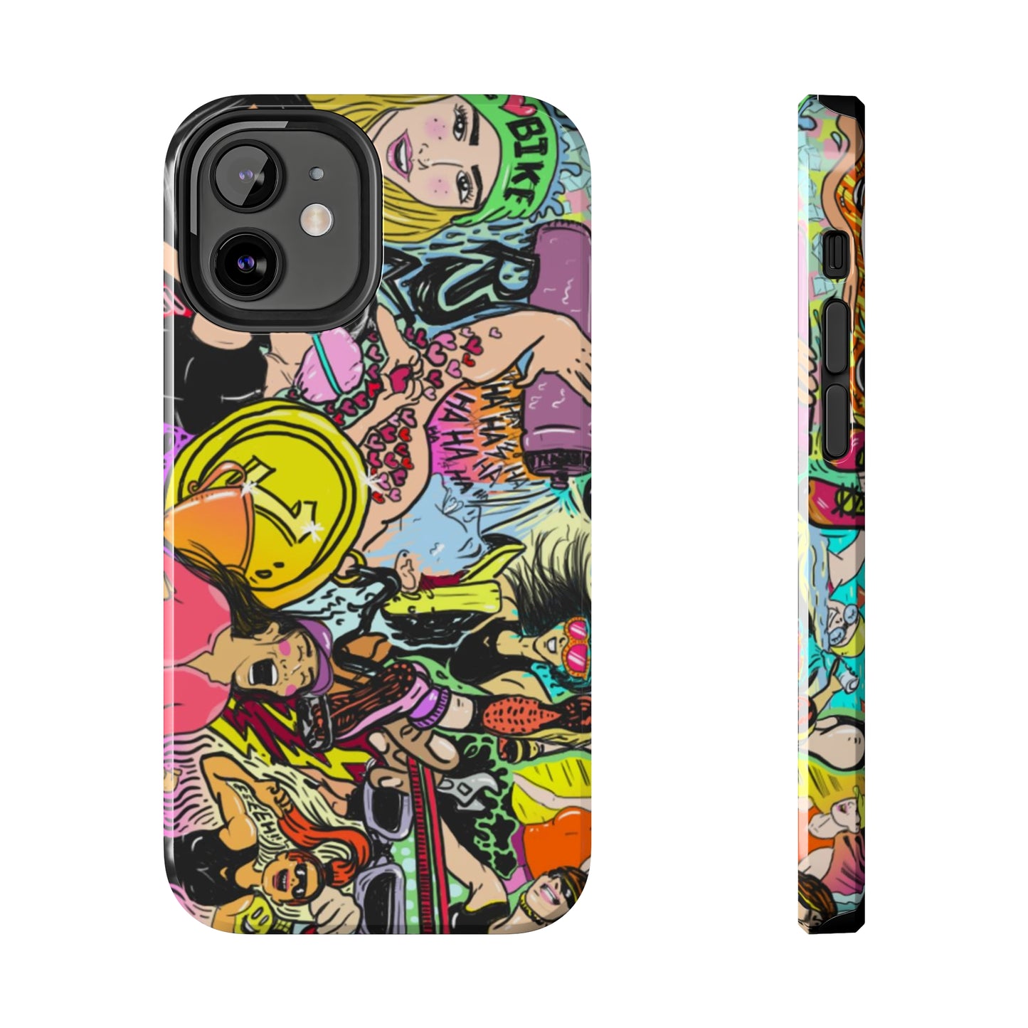 Colorful Graffiti Triathlon iPhone Case | Badass Women Triathletes | Impact-Resistant & Wireless Charging