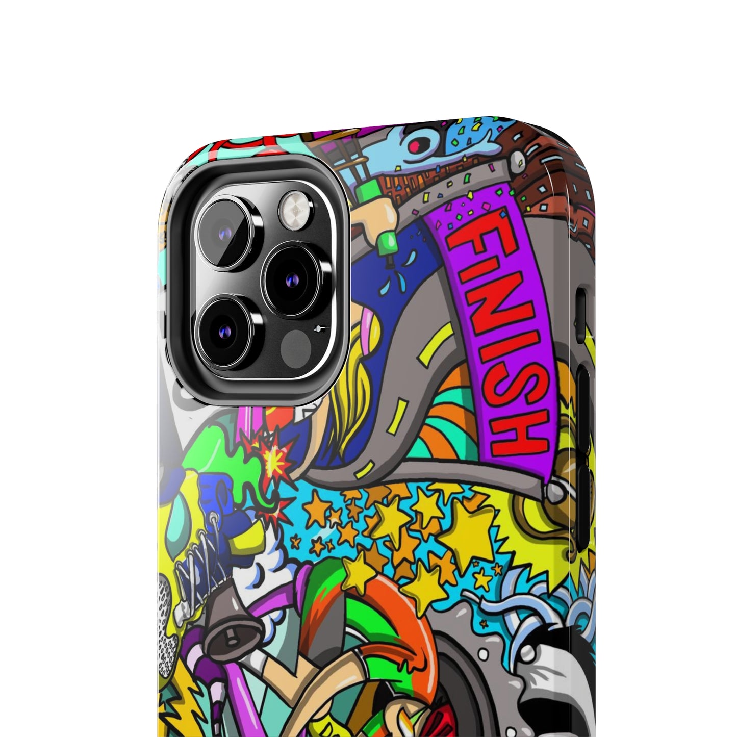 Colorful Triathlete Mural iPhone Case | Swim, Bike, Run Art | Lightweight & Impact-Resistant