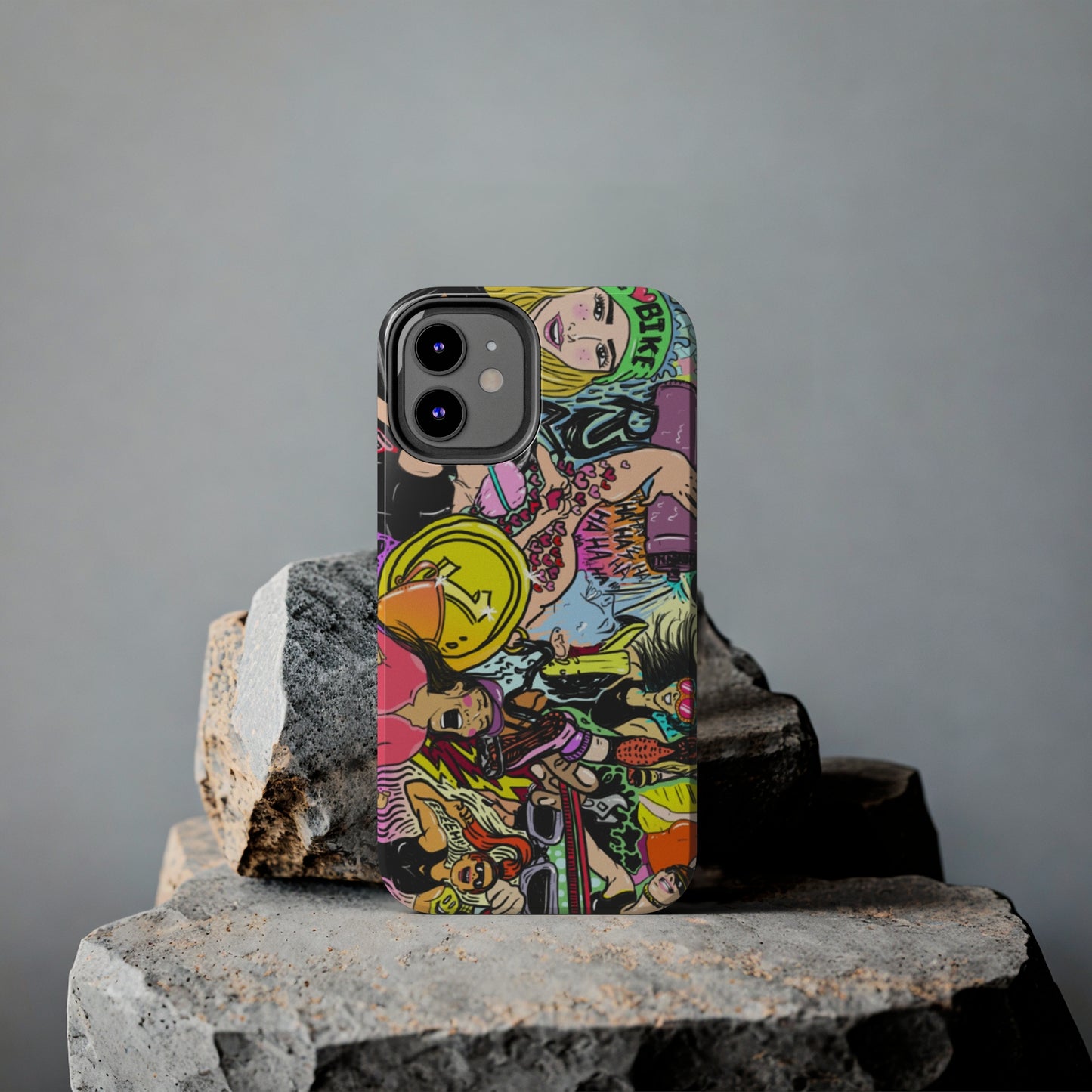 Colorful Graffiti Triathlon iPhone Case | Badass Women Triathletes | Impact-Resistant & Wireless Charging