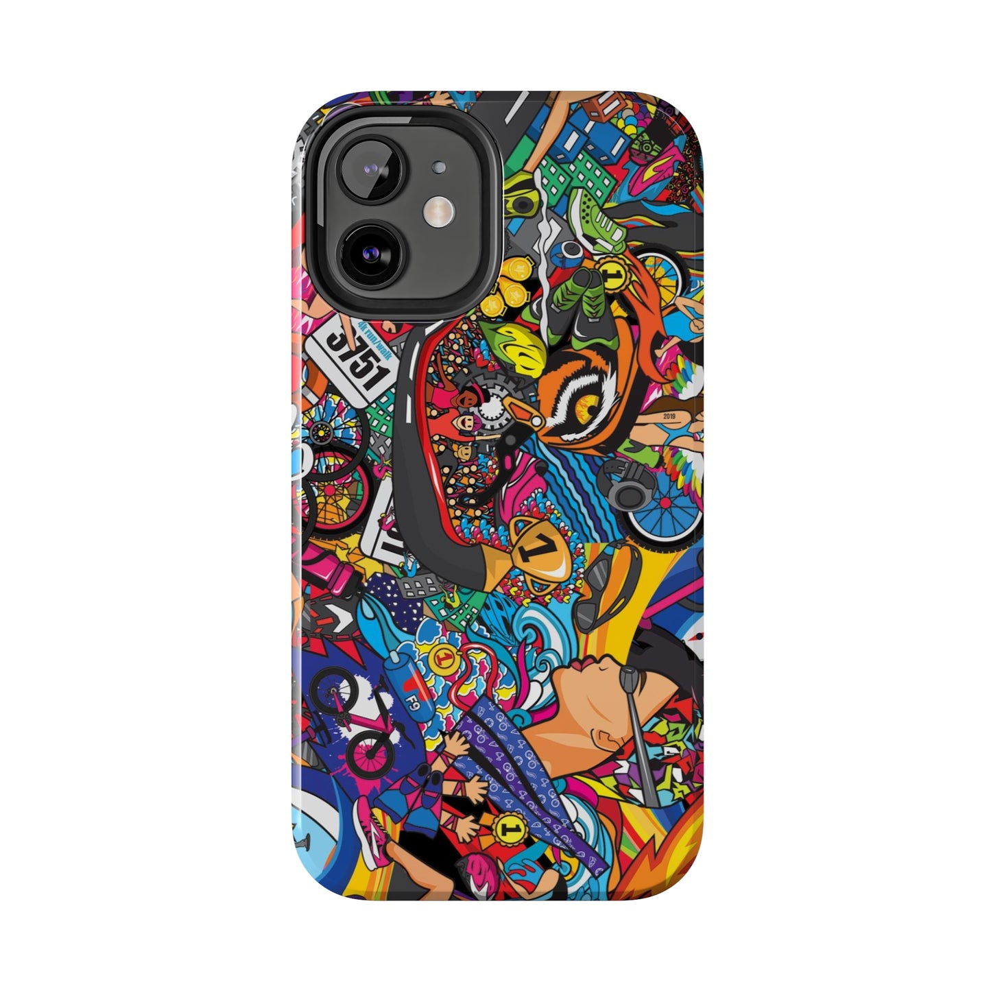 Diverse Women's Triathlete Mural iPhone Case | Swim, Bike, Run Art | Lightweight & Impact-Resistant