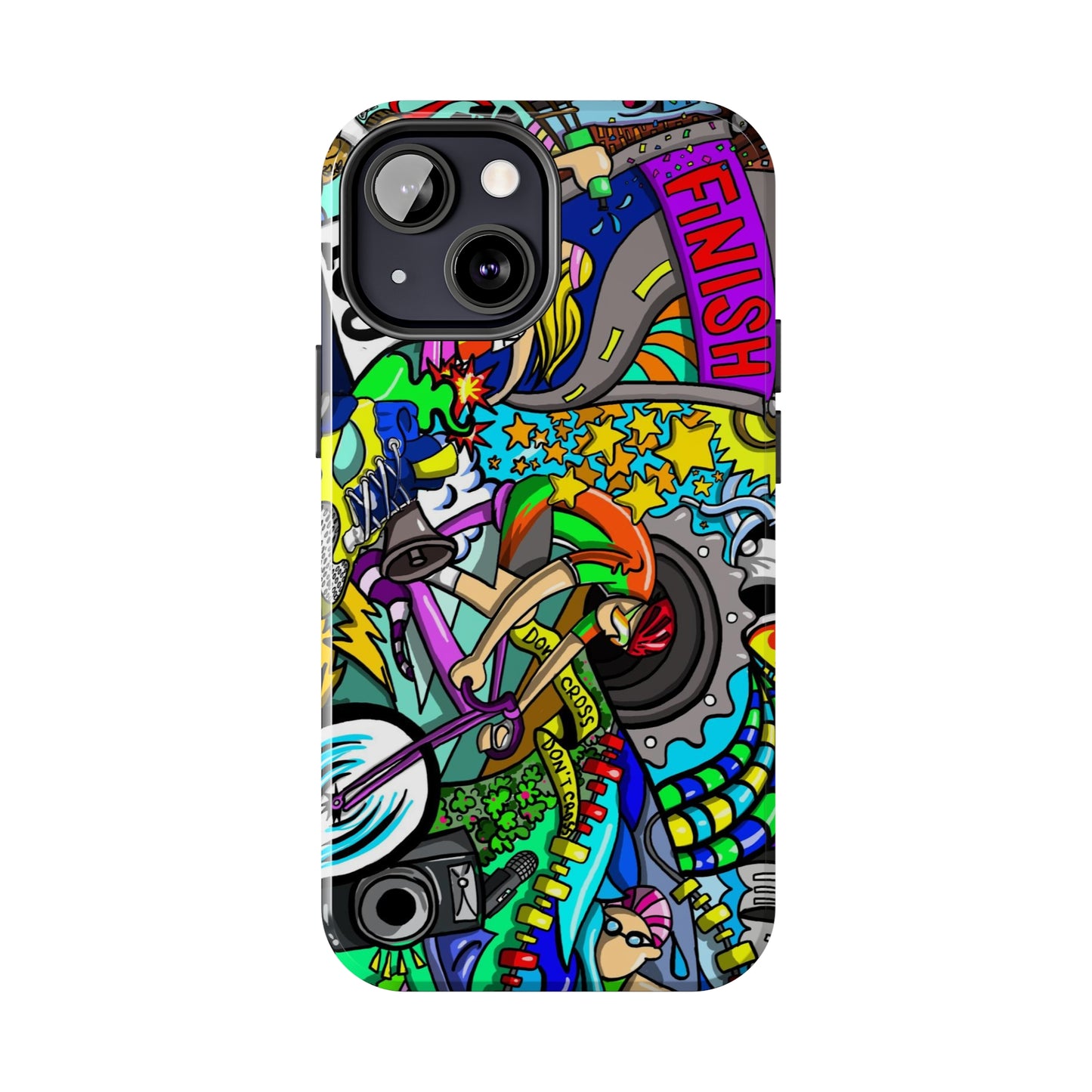 Colorful Triathlete Mural iPhone Case | Swim, Bike, Run Art | Lightweight & Impact-Resistant