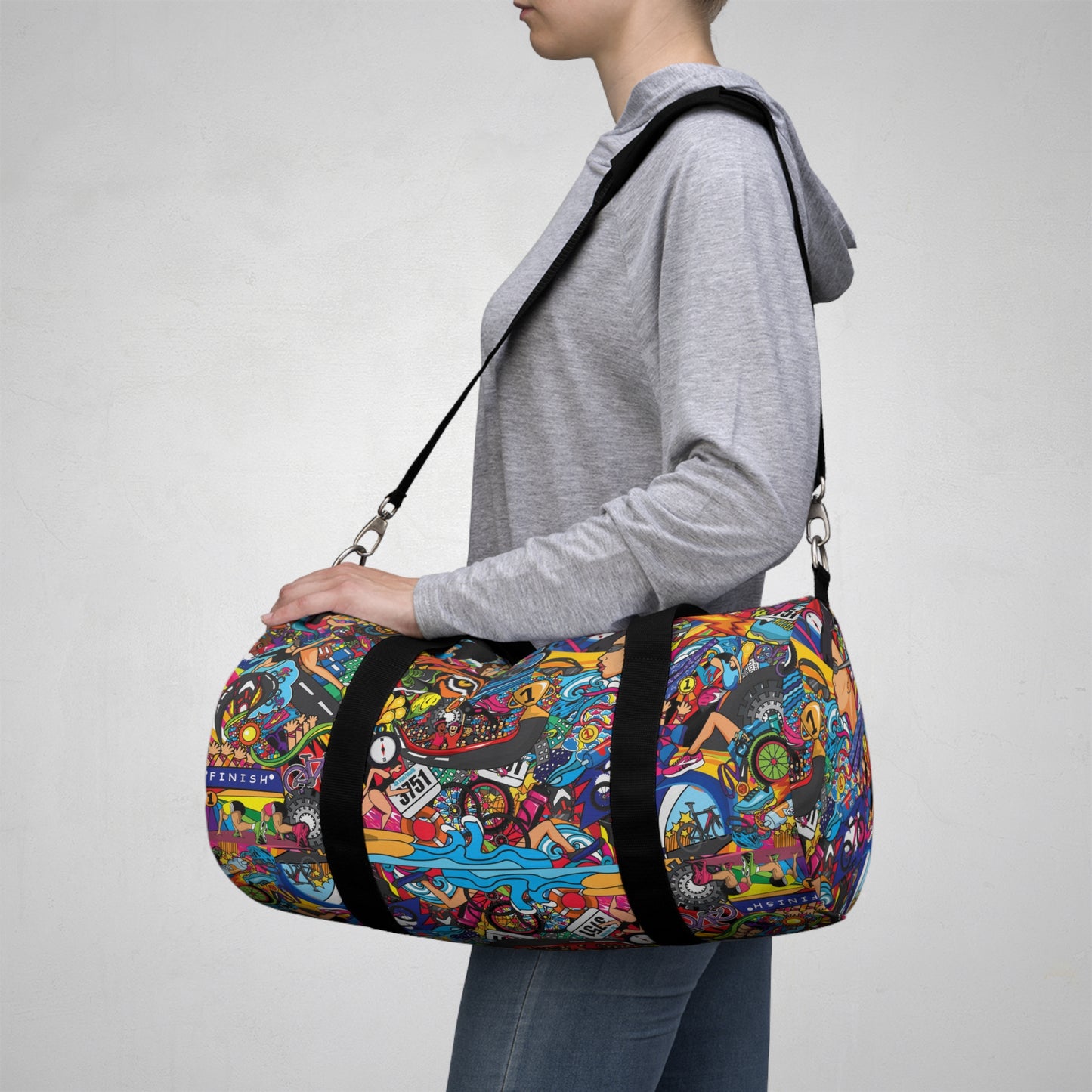 Women's Triathlete Mural Duffel Bag - Embrace Your Inner Warrior