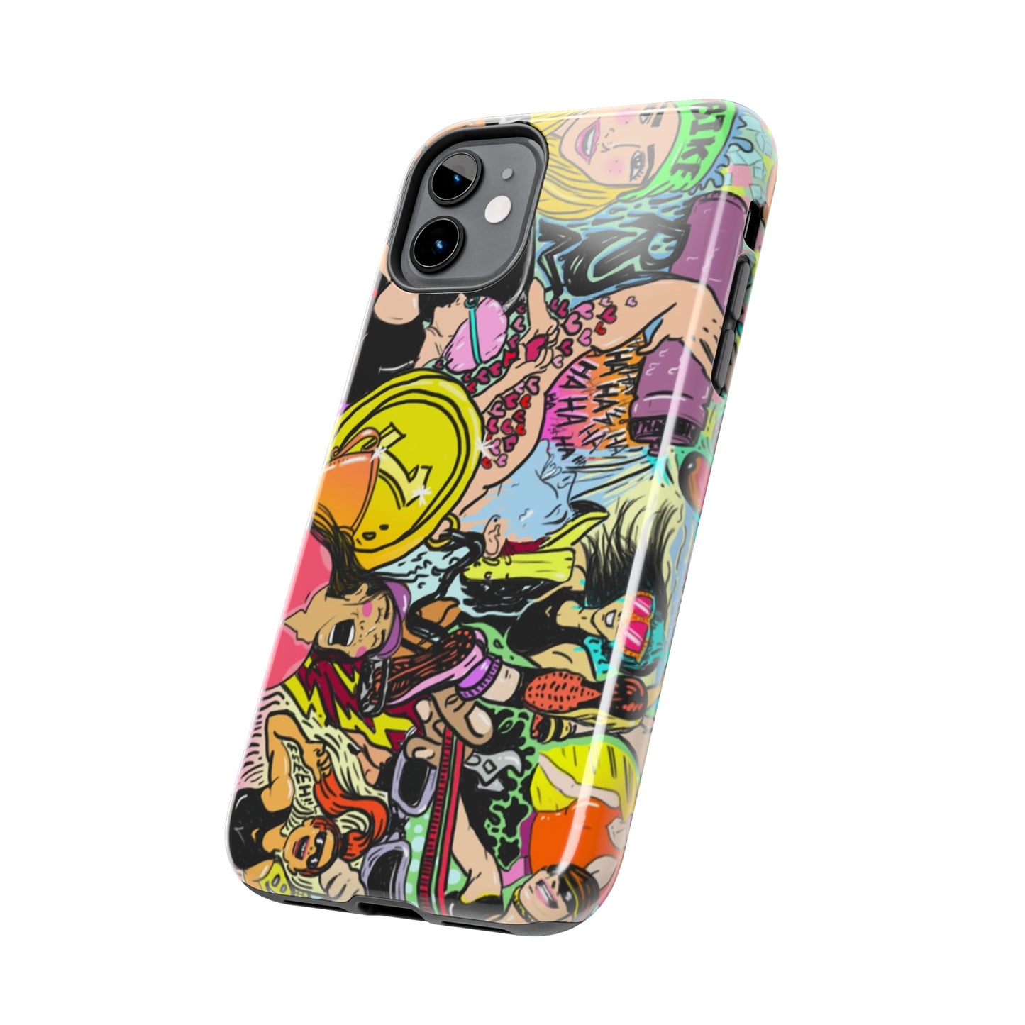 Colorful Graffiti Triathlon iPhone Case | Badass Women Triathletes | Impact-Resistant & Wireless Charging