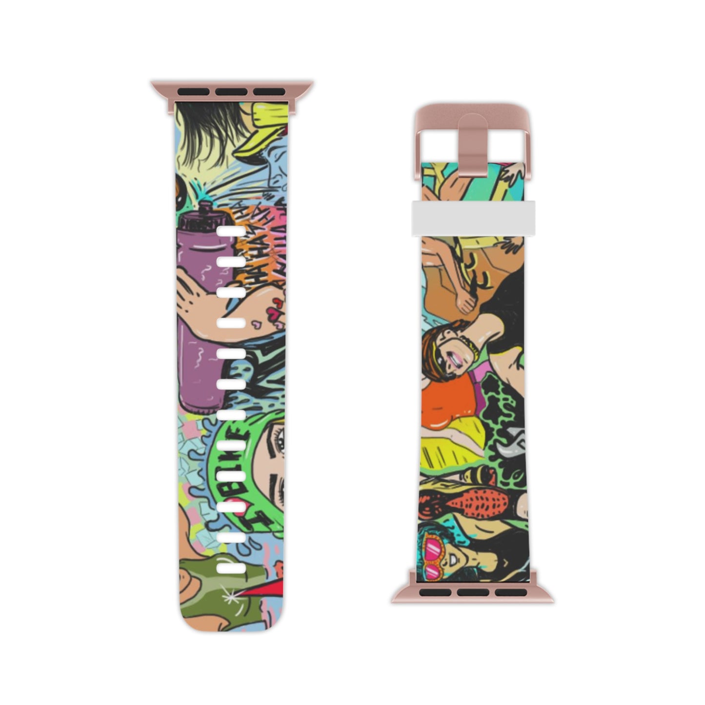 Colorful Women's Triathlon Graffiti Apple Watch Band | Swim, Bike, Run Design | Sweat-Proof & Premium Quality