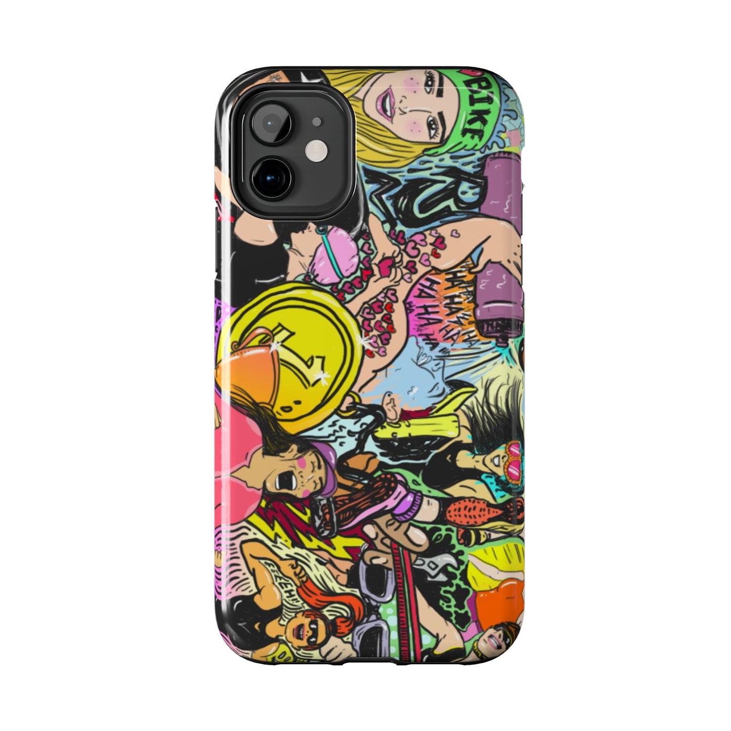 Colorful Graffiti Triathlon iPhone Case | Badass Women Triathletes | Impact-Resistant & Wireless Charging