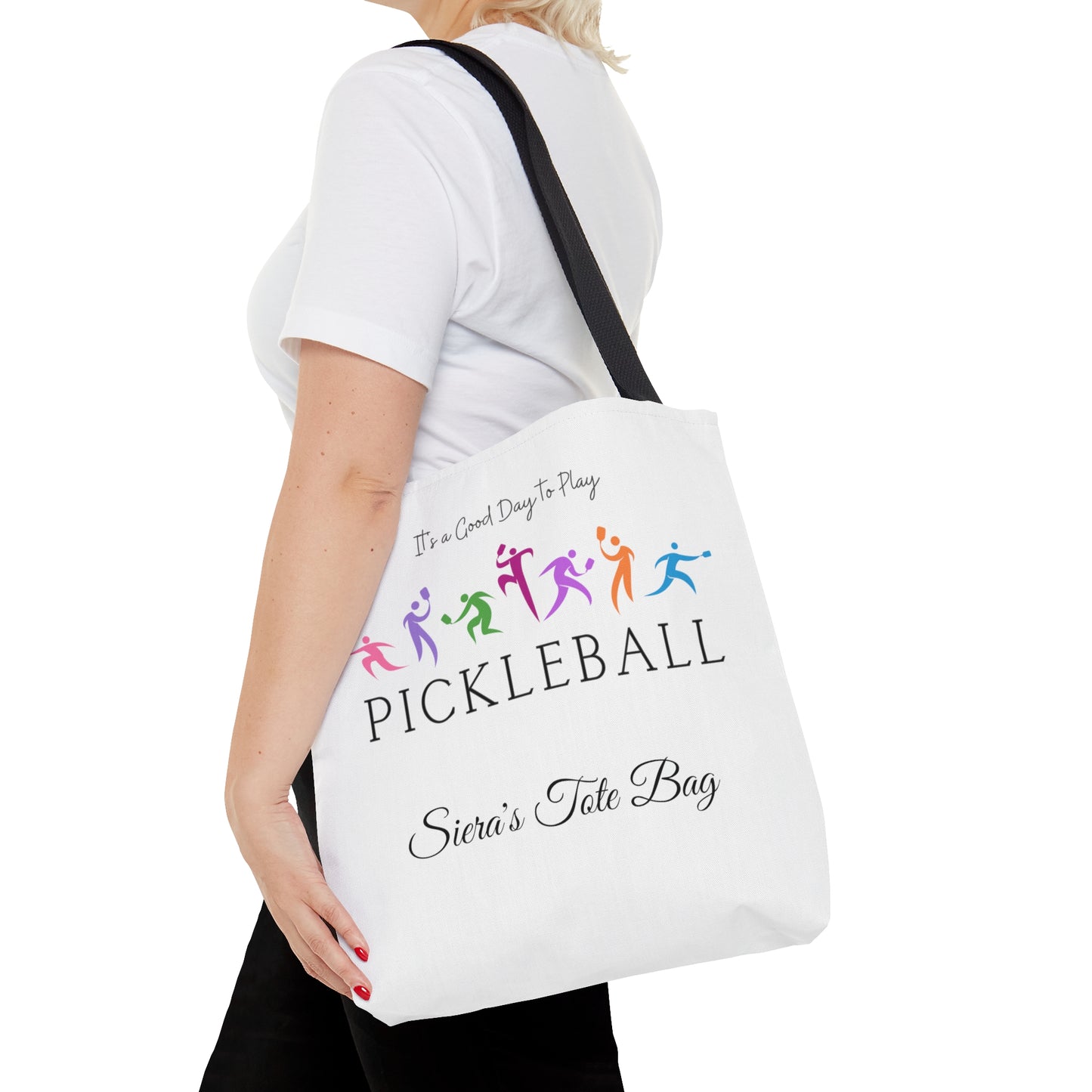 Personalized Whimsical Women's Pickleball Tote Bag | Custom Name Included on 2 Sides