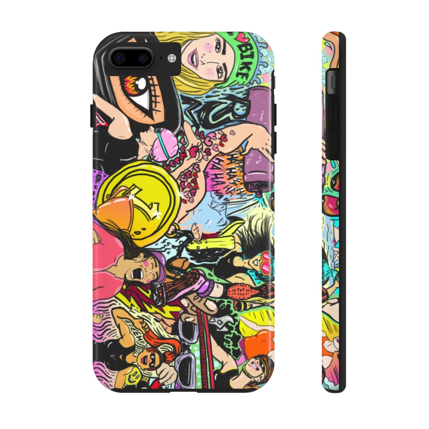 Colorful Graffiti Triathlon iPhone Case | Badass Women Triathletes | Impact-Resistant & Wireless Charging