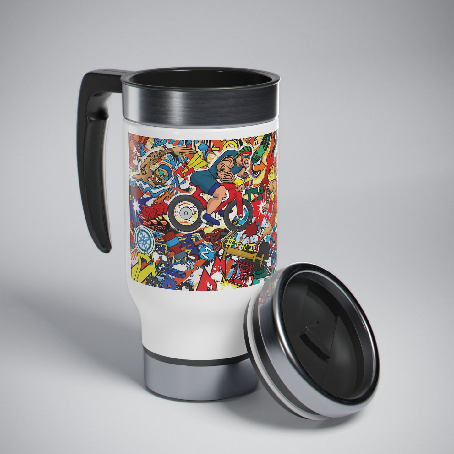 Macho Men Triathletes Stainless Steel Travel Mug - Sip & Stride with Swagger!