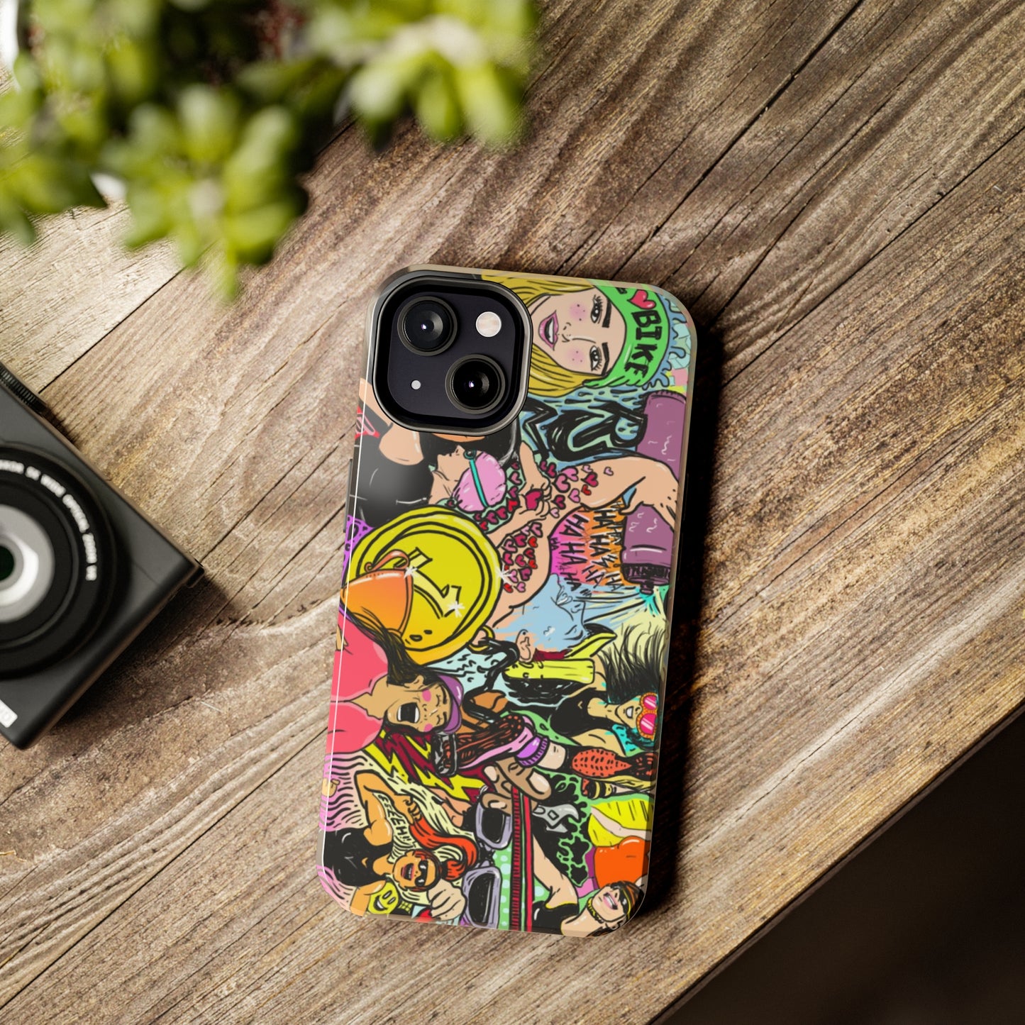 Colorful Graffiti Triathlon iPhone Case | Badass Women Triathletes | Impact-Resistant & Wireless Charging