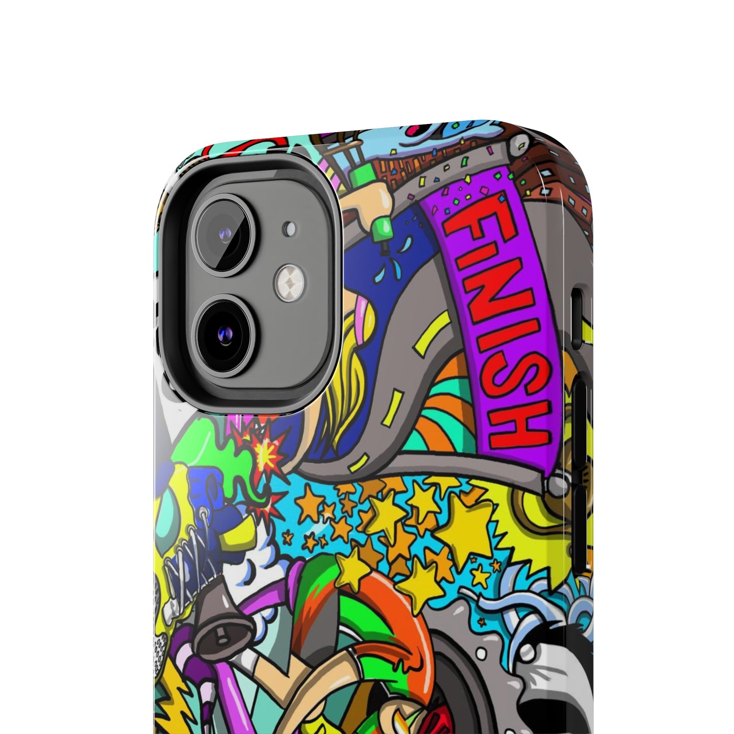 Colorful Triathlete Mural iPhone Case | Swim, Bike, Run Art | Lightweight & Impact-Resistant