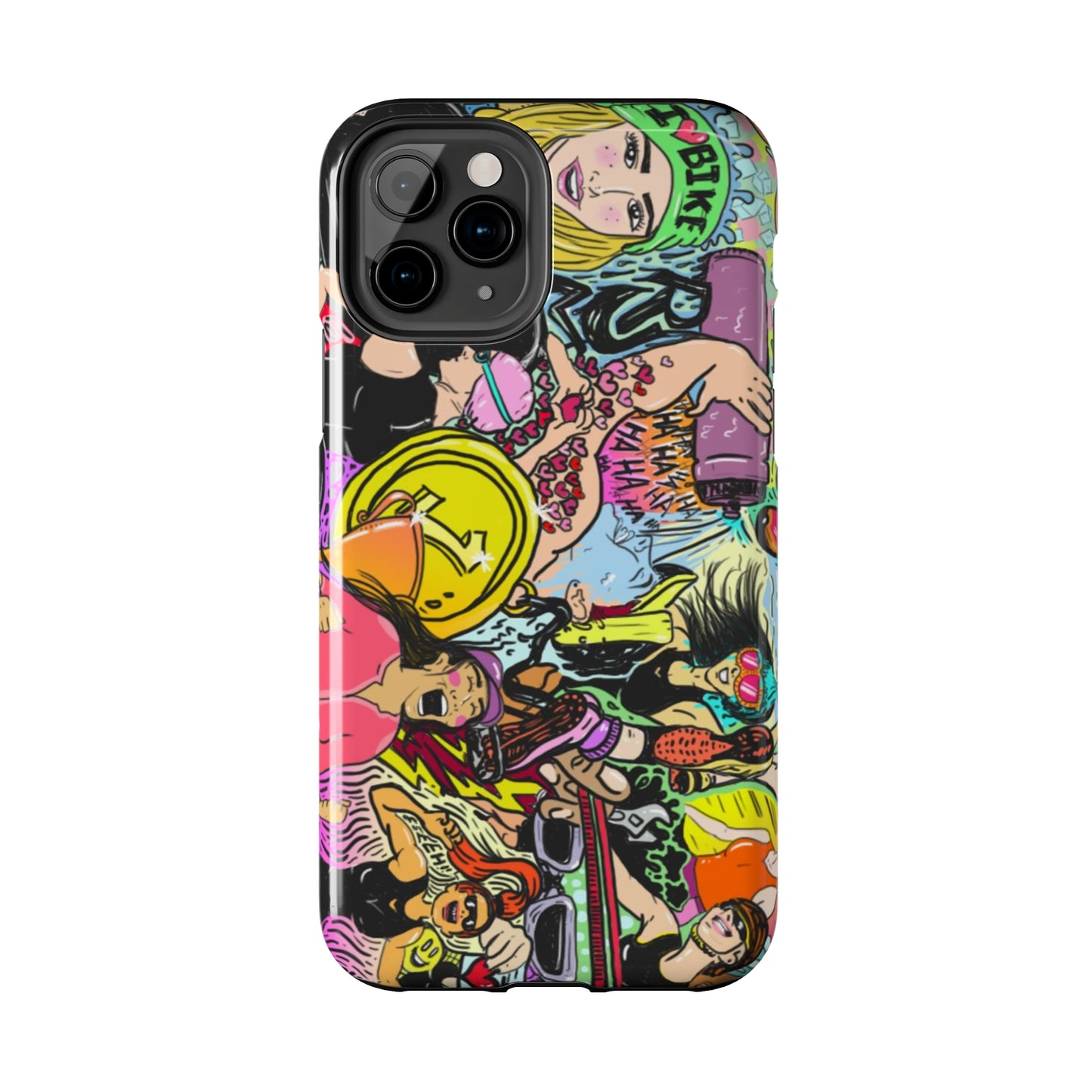 Colorful Graffiti Triathlon iPhone Case | Badass Women Triathletes | Impact-Resistant & Wireless Charging