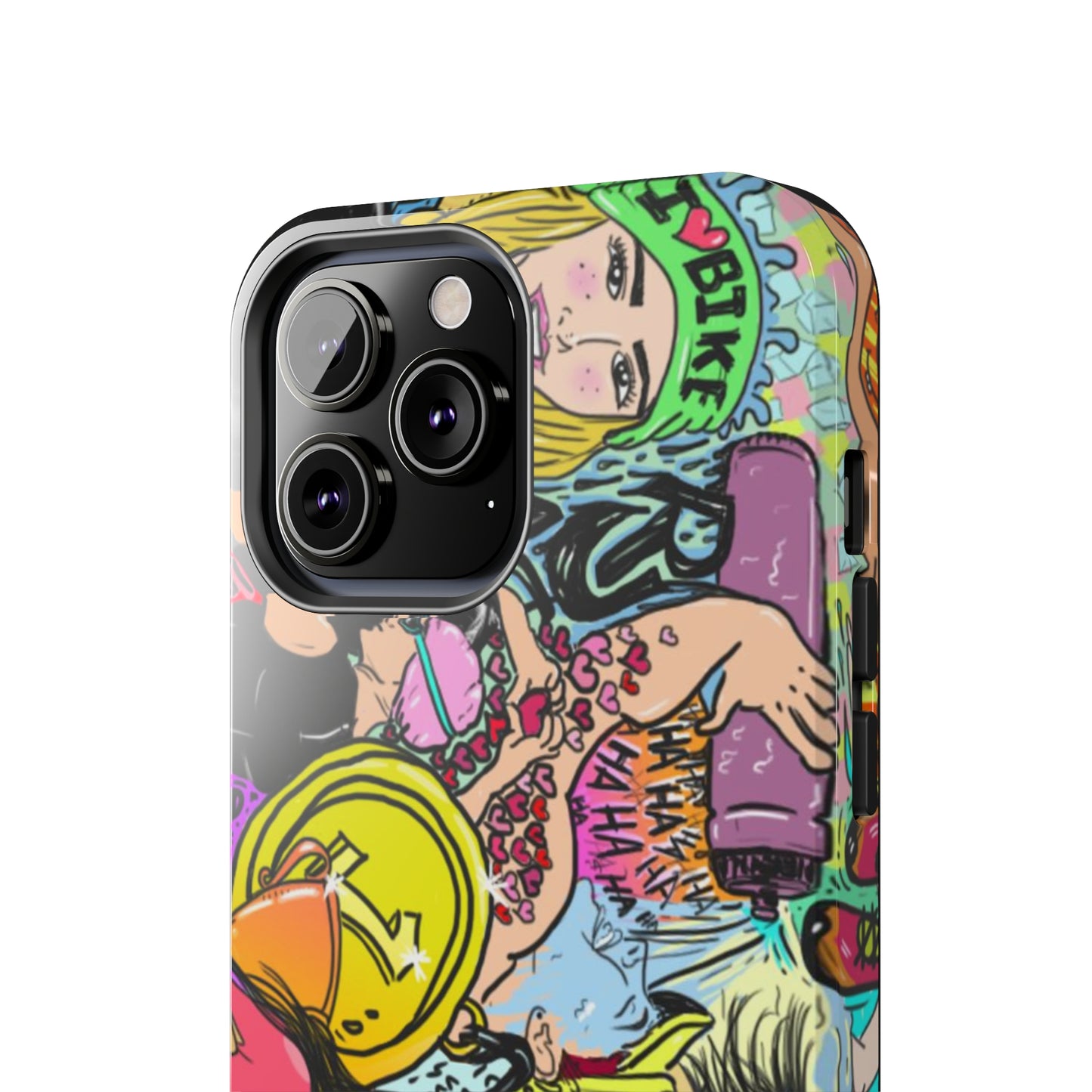 Colorful Graffiti Triathlon iPhone Case | Badass Women Triathletes | Impact-Resistant & Wireless Charging