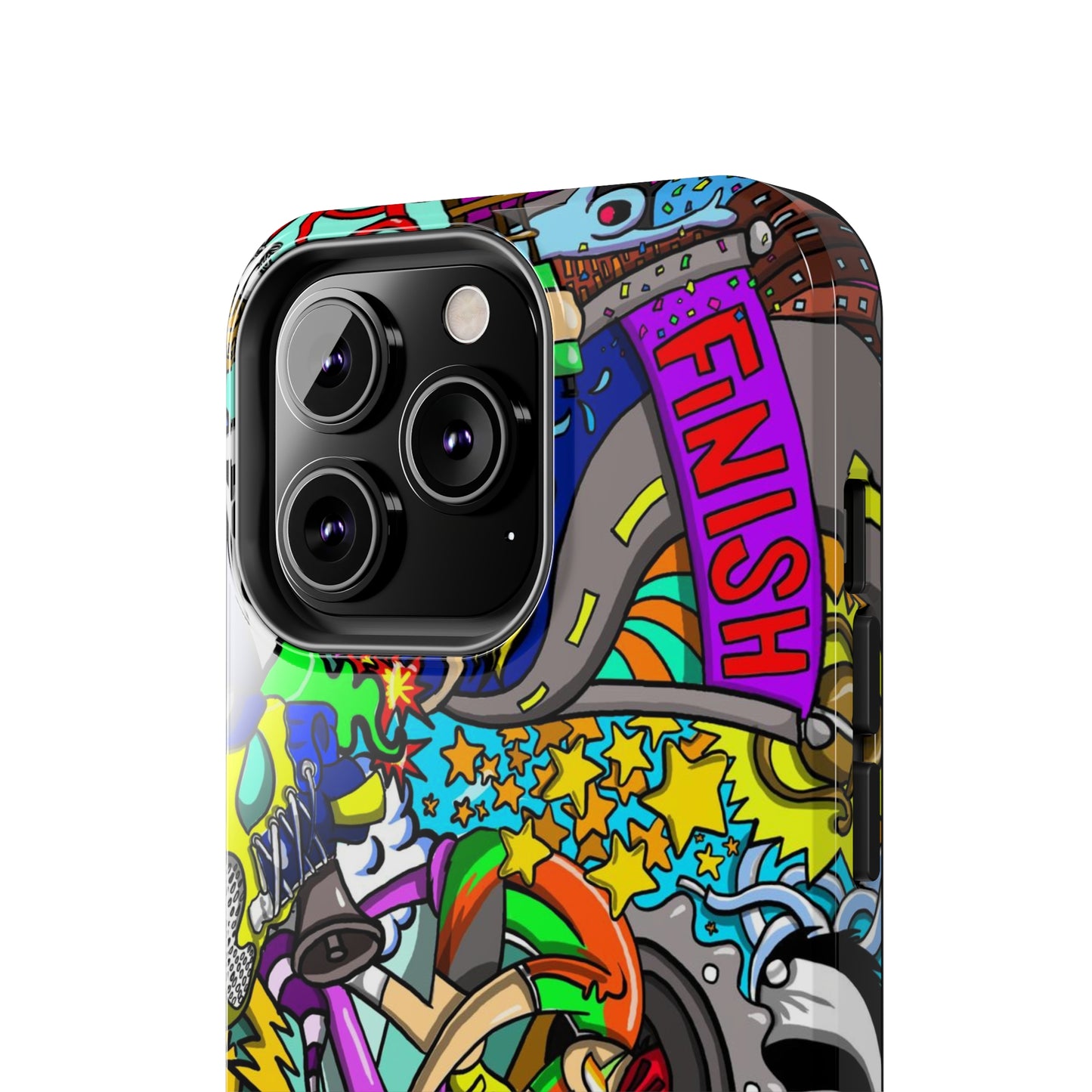 Colorful Triathlete Mural iPhone Case | Swim, Bike, Run Art | Lightweight & Impact-Resistant