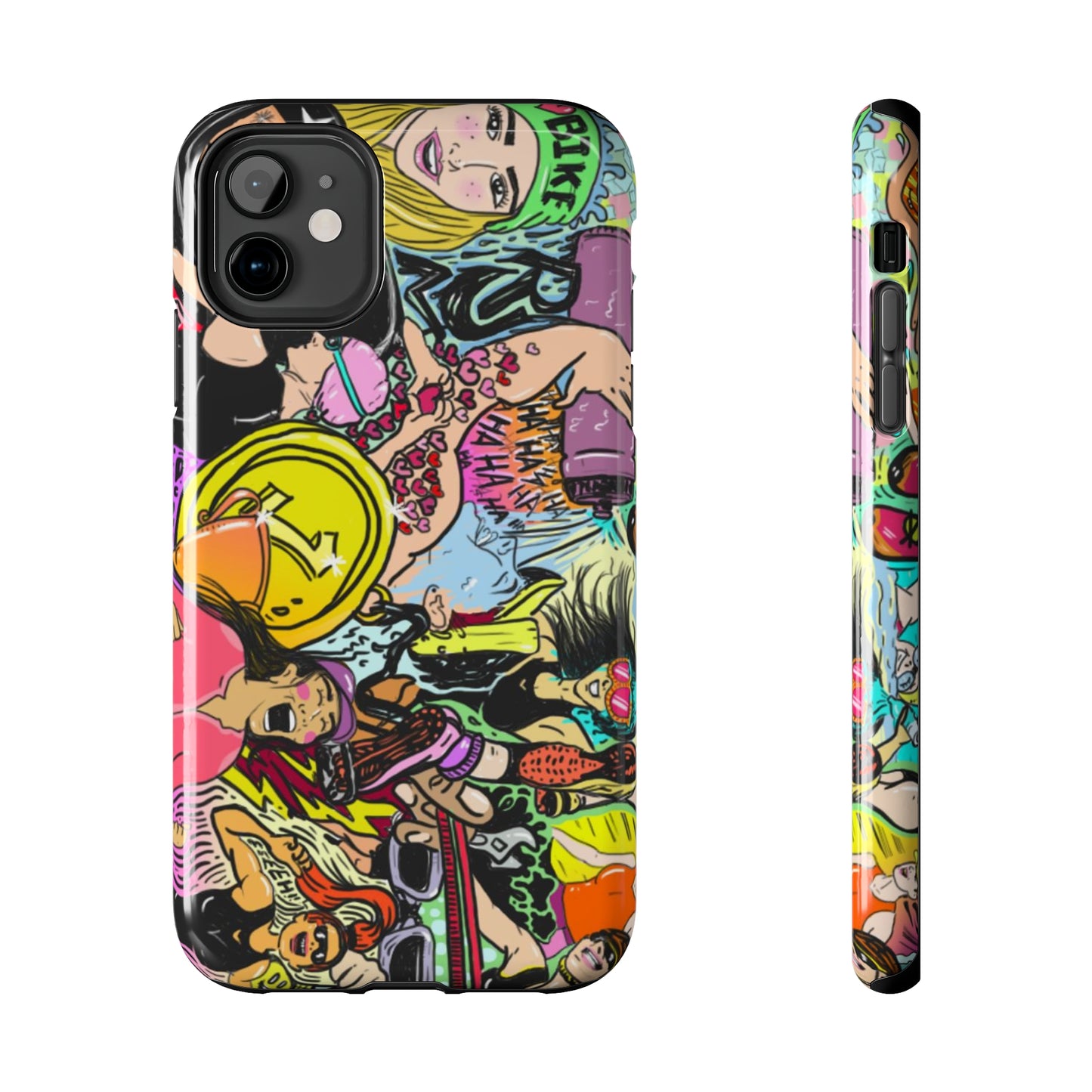 Colorful Graffiti Triathlon iPhone Case | Badass Women Triathletes | Impact-Resistant & Wireless Charging