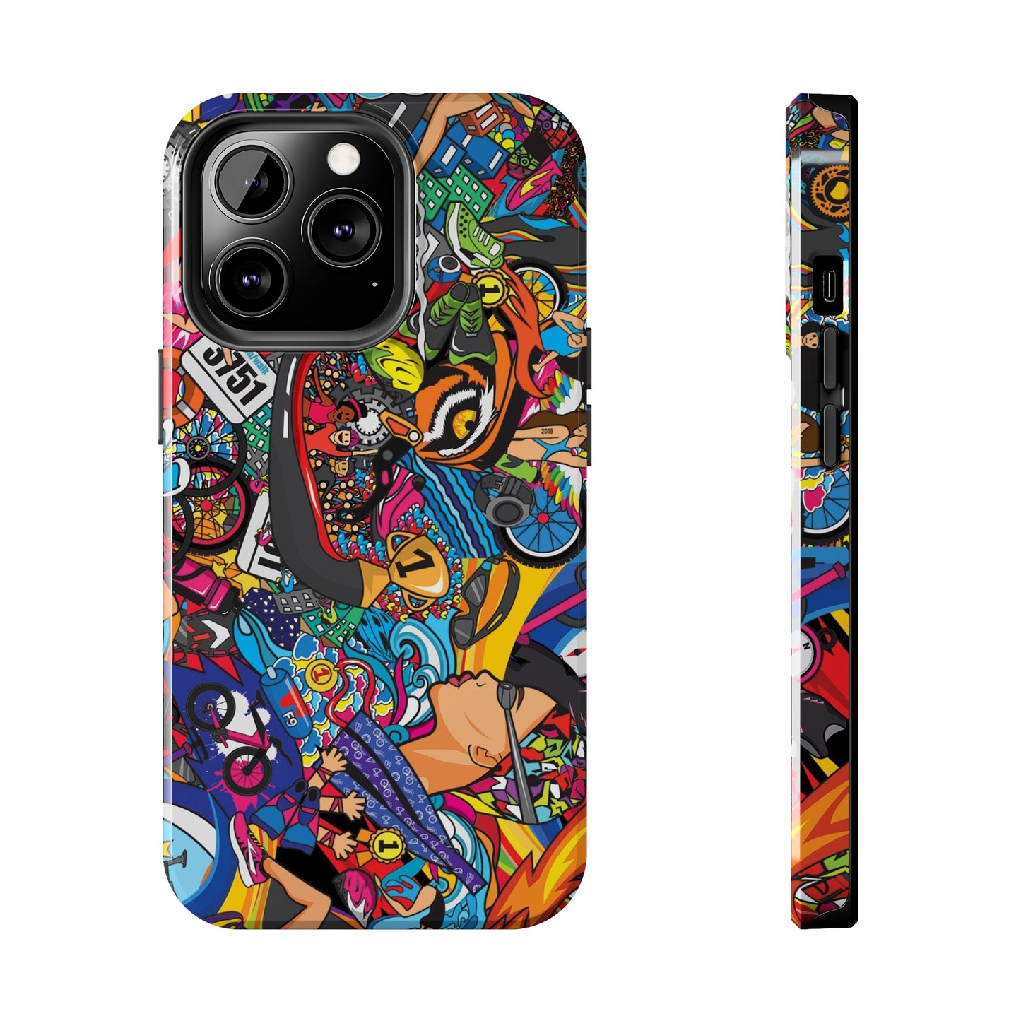 Diverse Women's Triathlete Mural iPhone Case | Swim, Bike, Run Art | Lightweight & Impact-Resistant