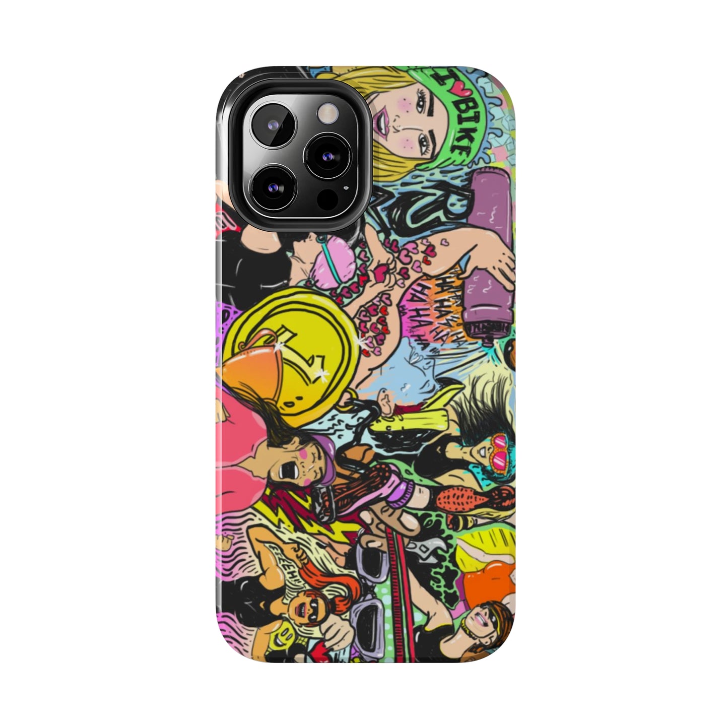 Colorful Graffiti Triathlon iPhone Case | Badass Women Triathletes | Impact-Resistant & Wireless Charging