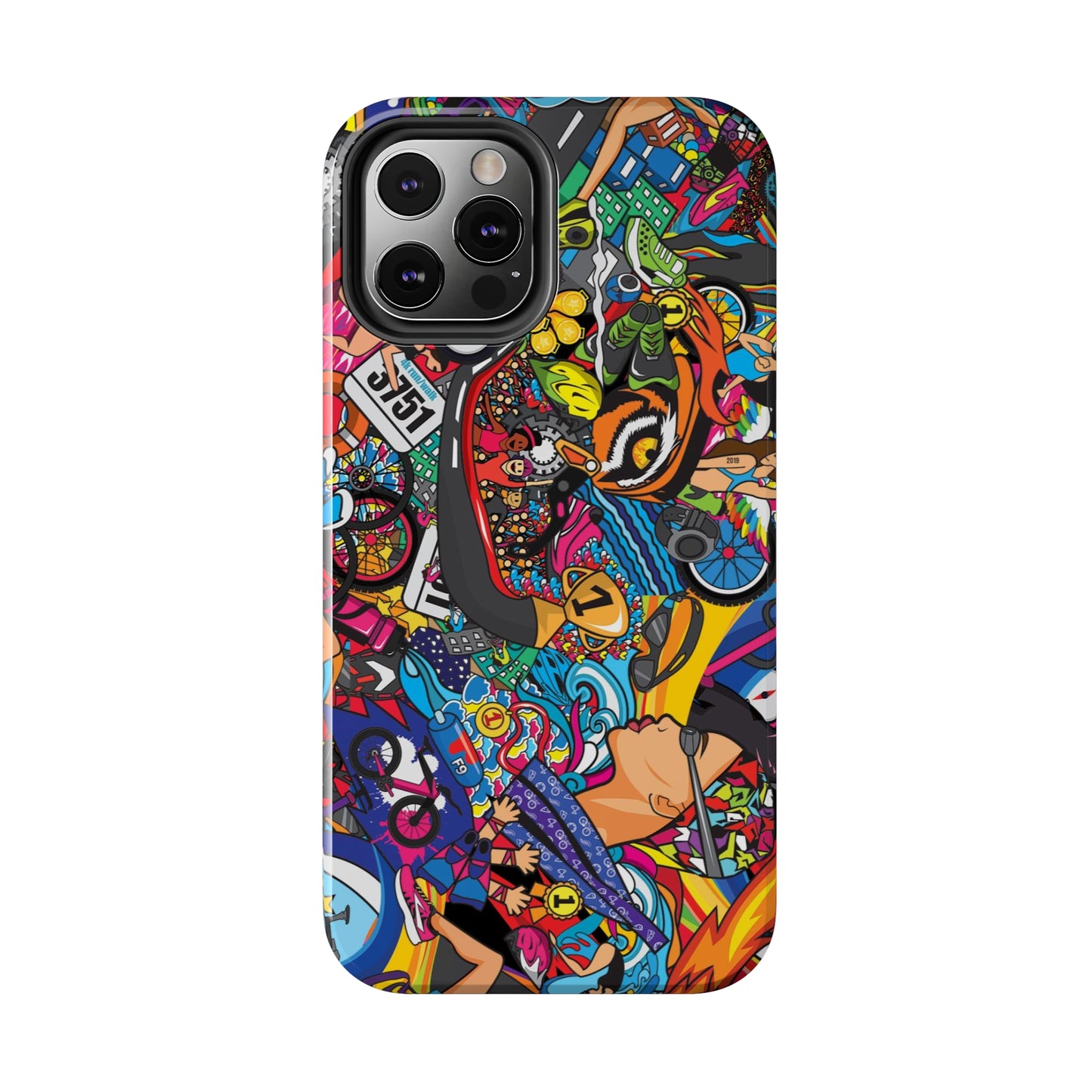 Diverse Women's Triathlete Mural iPhone Case | Swim, Bike, Run Art | Lightweight & Impact-Resistant