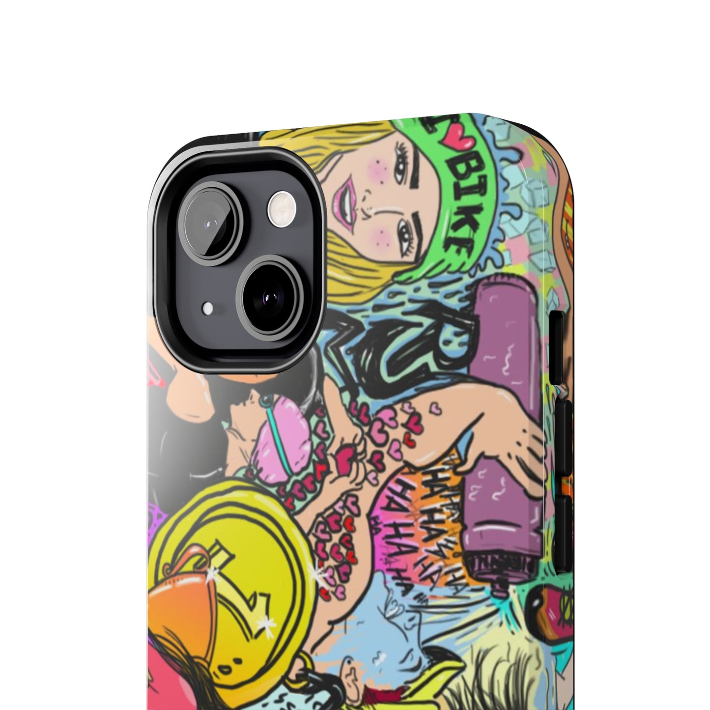 Colorful Graffiti Triathlon iPhone Case | Badass Women Triathletes | Impact-Resistant & Wireless Charging