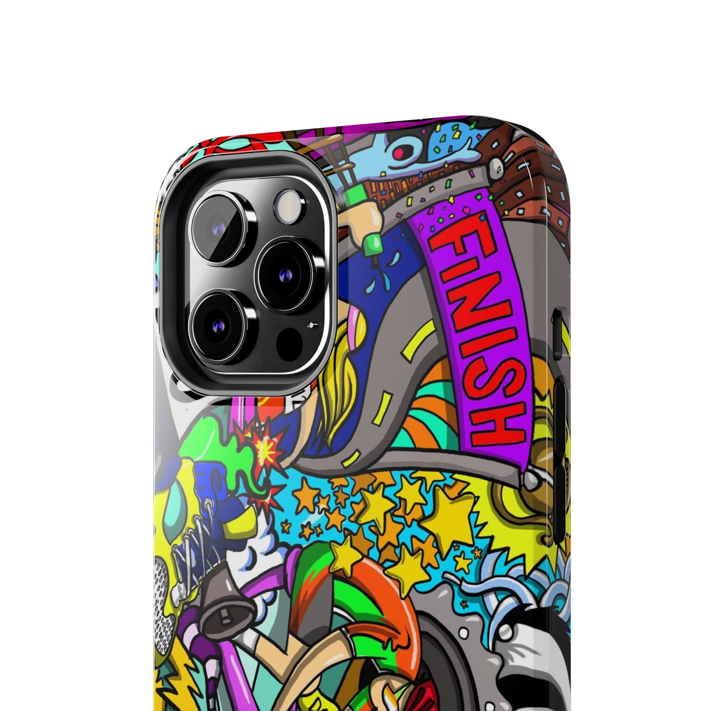 Colorful Triathlete Mural iPhone Case | Swim, Bike, Run Art | Lightweight & Impact-Resistant