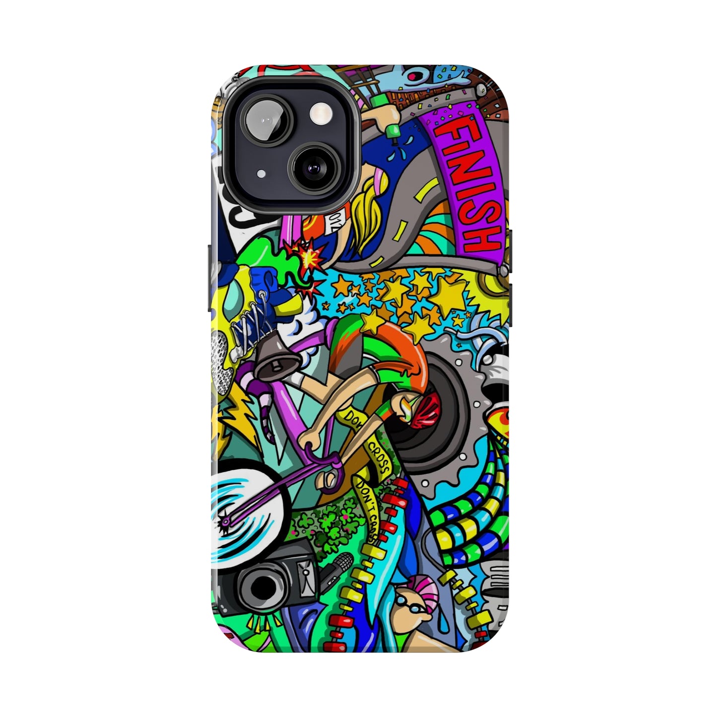 Colorful Triathlete Mural iPhone Case | Swim, Bike, Run Art | Lightweight & Impact-Resistant