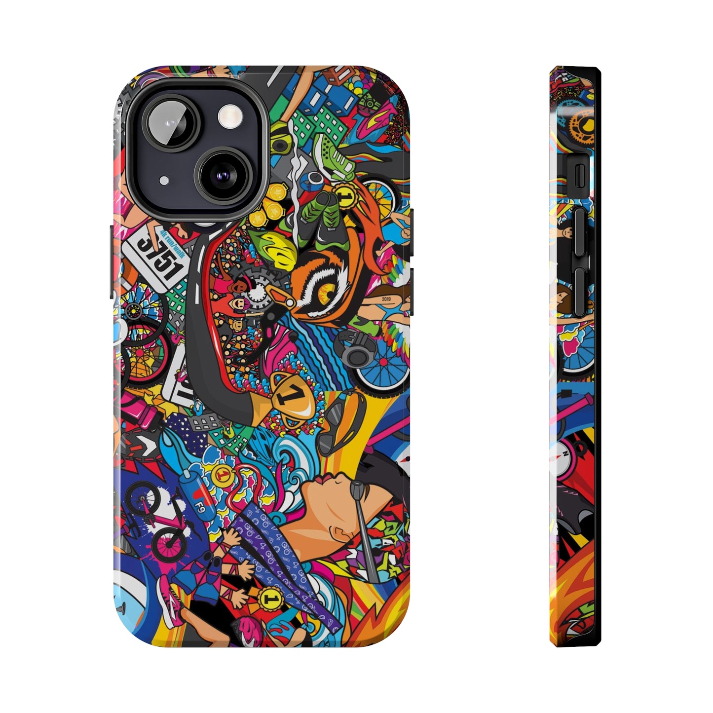 Diverse Women's Triathlete Mural iPhone Case | Swim, Bike, Run Art | Lightweight & Impact-Resistant