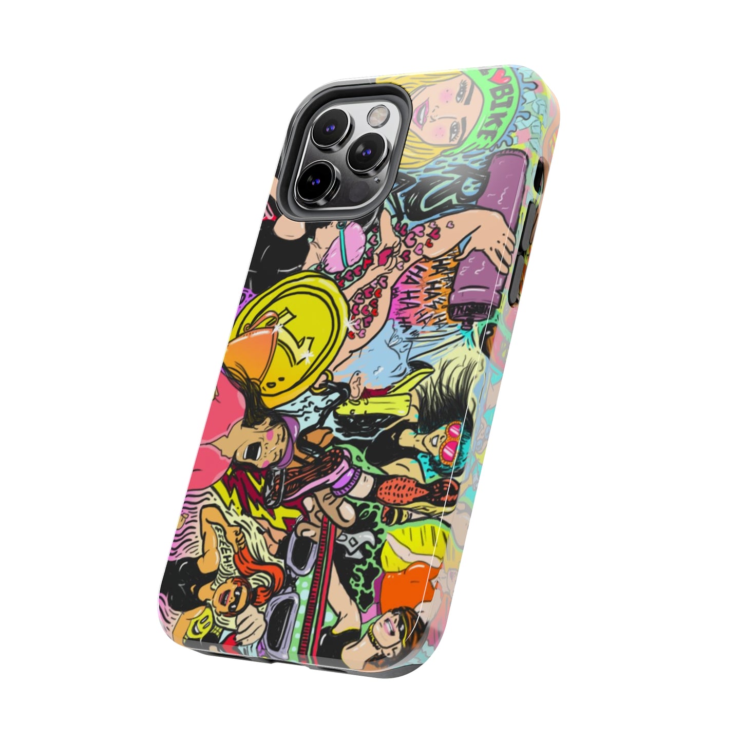 Colorful Graffiti Triathlon iPhone Case | Badass Women Triathletes | Impact-Resistant & Wireless Charging