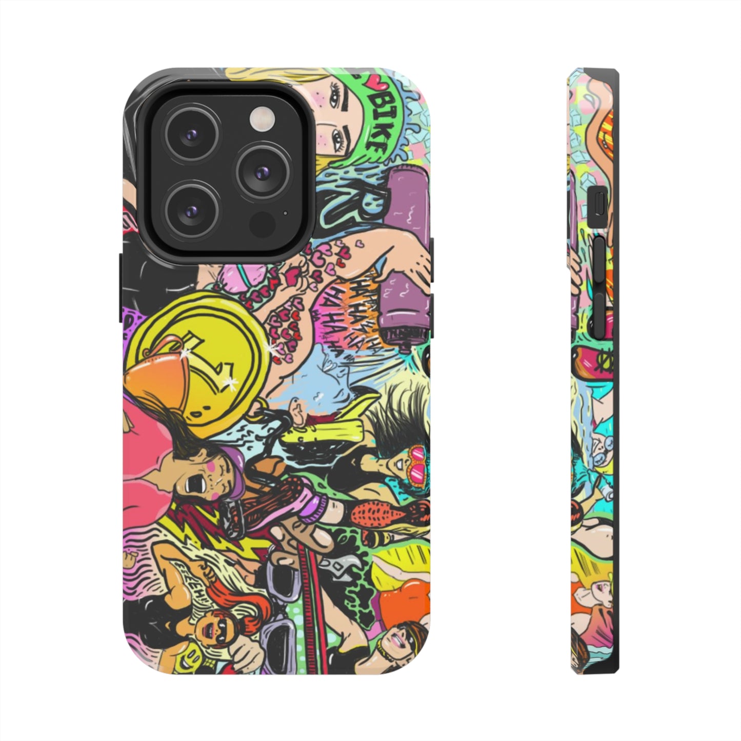 Colorful Graffiti Triathlon iPhone Case | Badass Women Triathletes | Impact-Resistant & Wireless Charging