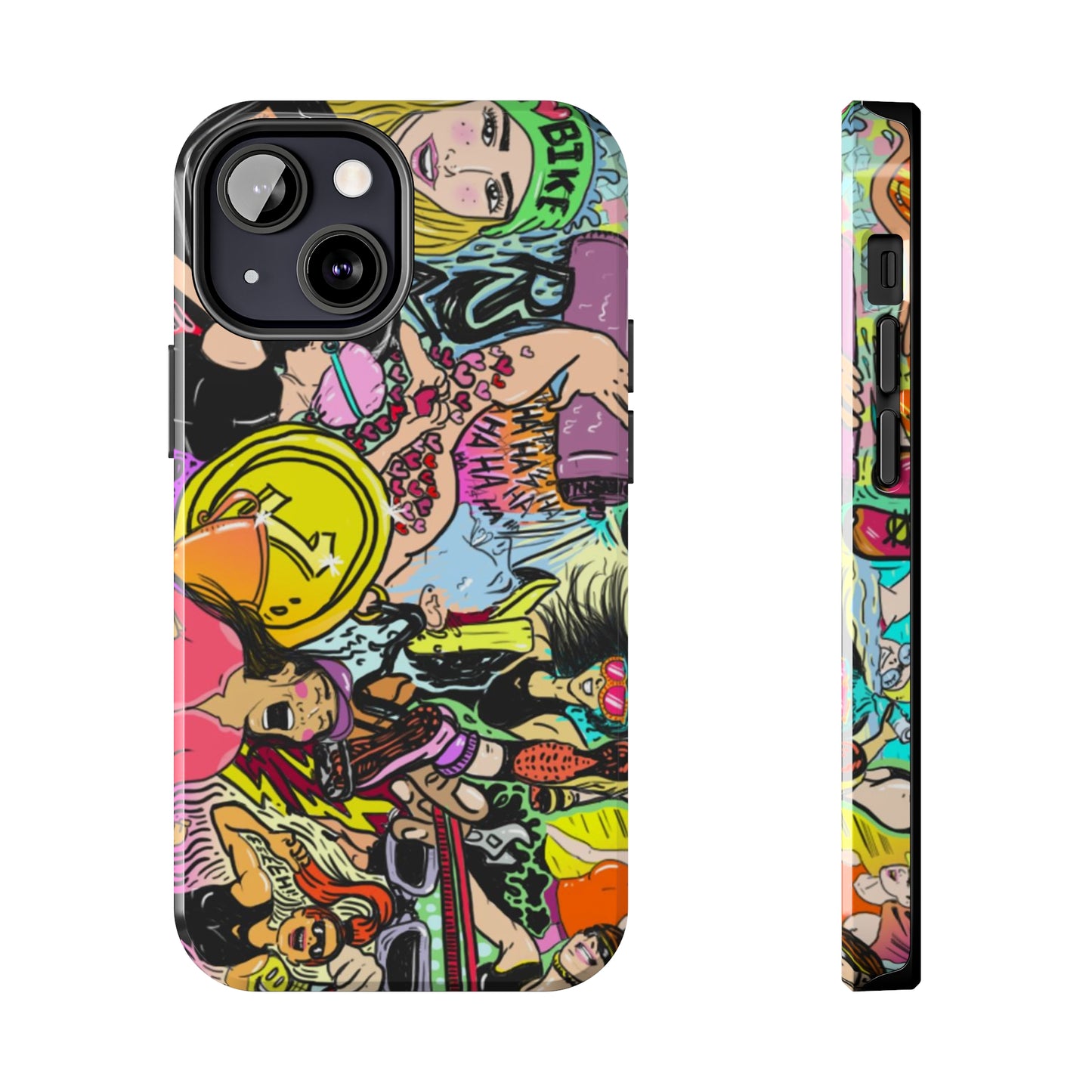 Colorful Graffiti Triathlon iPhone Case | Badass Women Triathletes | Impact-Resistant & Wireless Charging