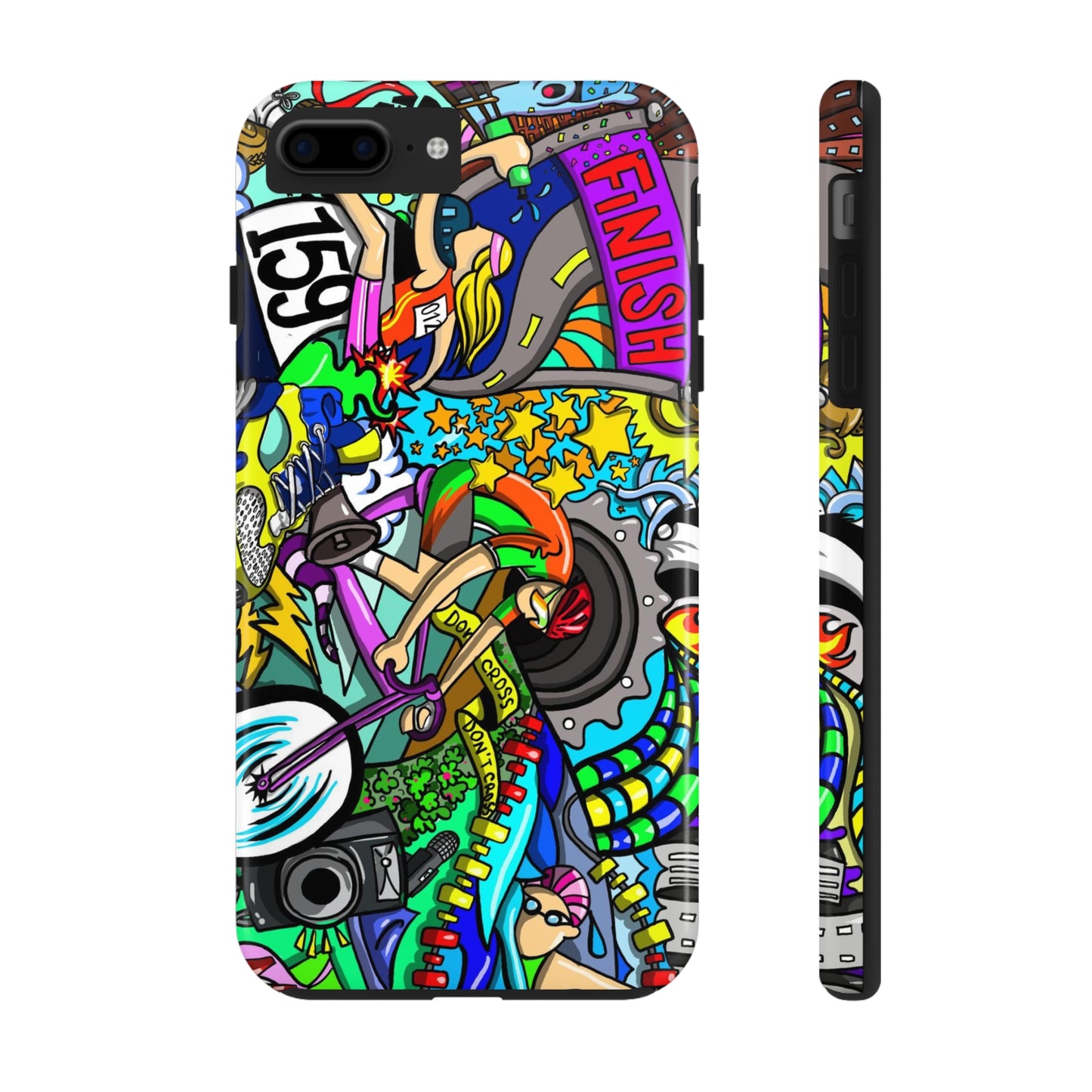 Colorful Triathlete Mural iPhone Case | Swim, Bike, Run Art | Lightweight & Impact-Resistant