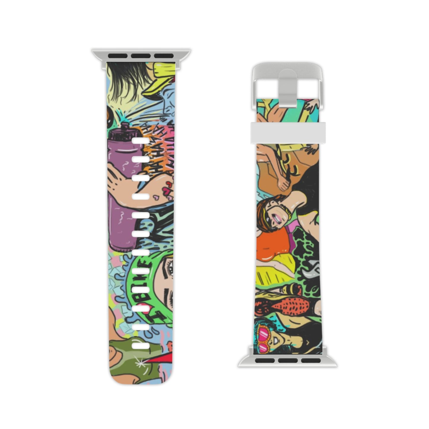 Colorful Women's Triathlon Graffiti Apple Watch Band | Swim, Bike, Run Design | Sweat-Proof & Premium Quality