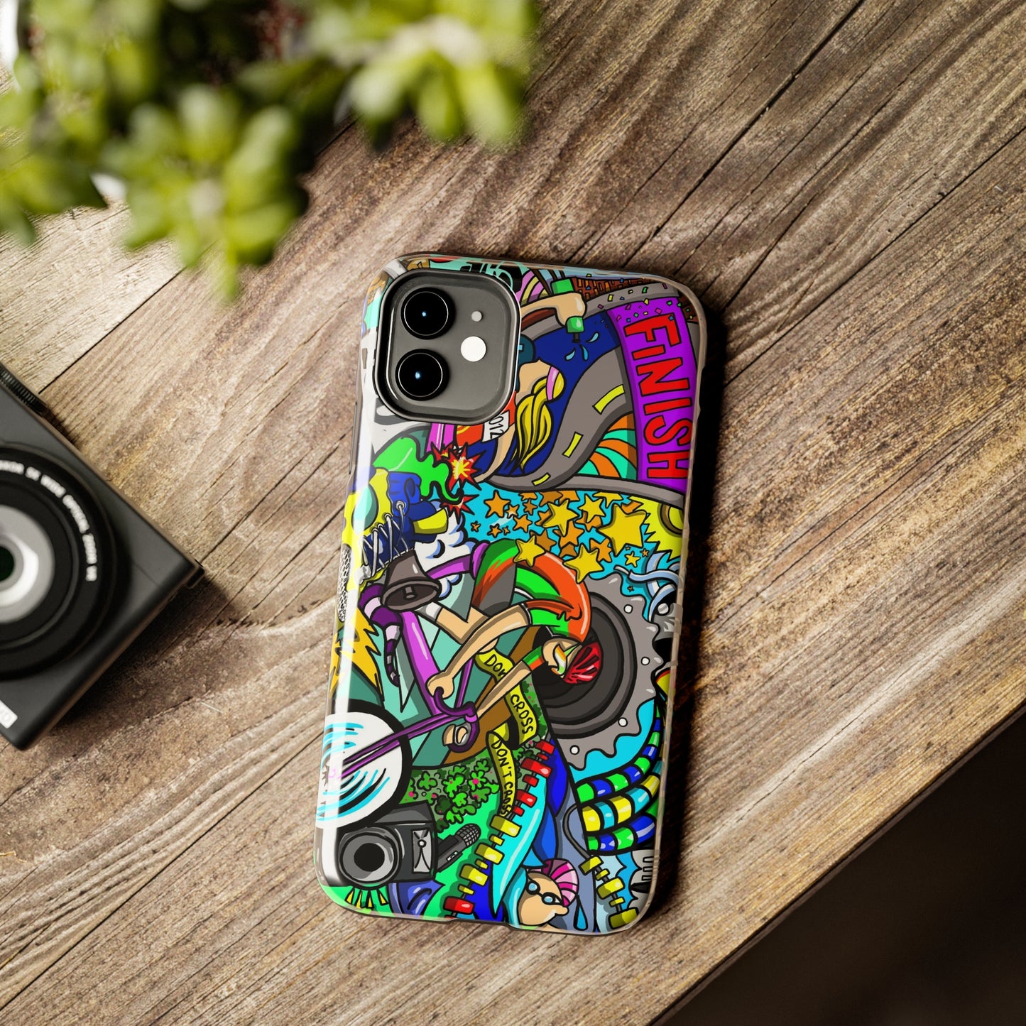 Colorful Triathlete Mural iPhone Case | Swim, Bike, Run Art | Lightweight & Impact-Resistant