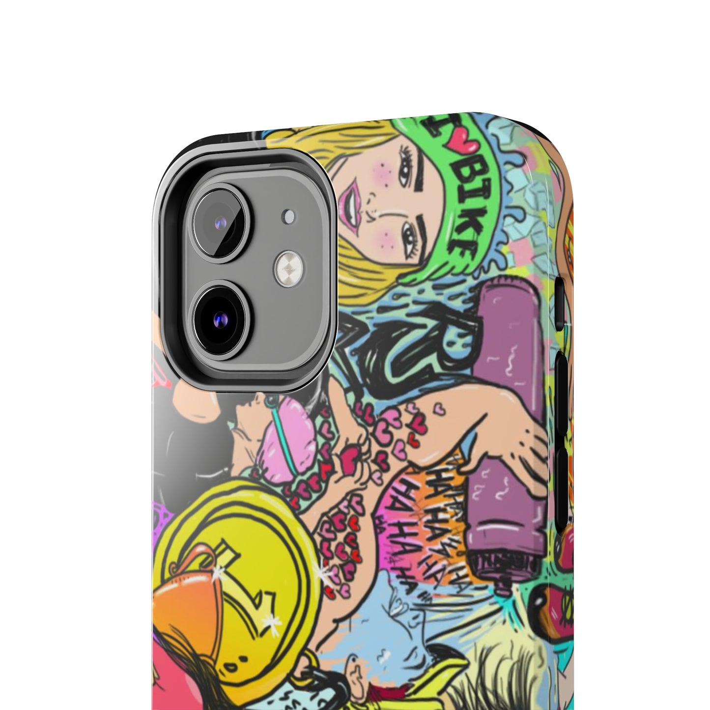 Colorful Graffiti Triathlon iPhone Case | Badass Women Triathletes | Impact-Resistant & Wireless Charging