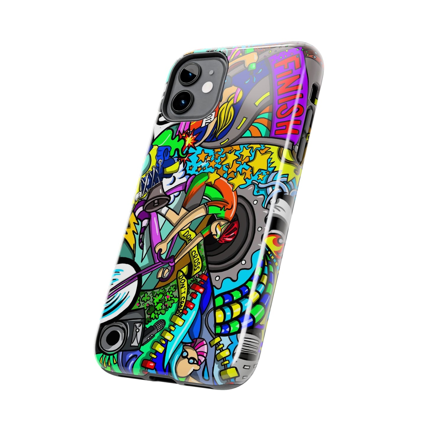 Colorful Triathlete Mural iPhone Case | Swim, Bike, Run Art | Lightweight & Impact-Resistant