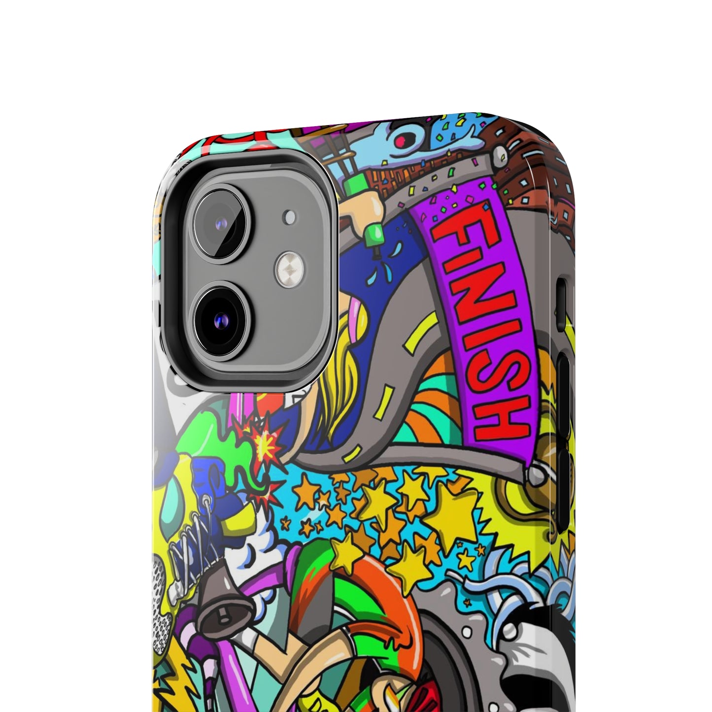 Colorful Triathlete Mural iPhone Case | Swim, Bike, Run Art | Lightweight & Impact-Resistant